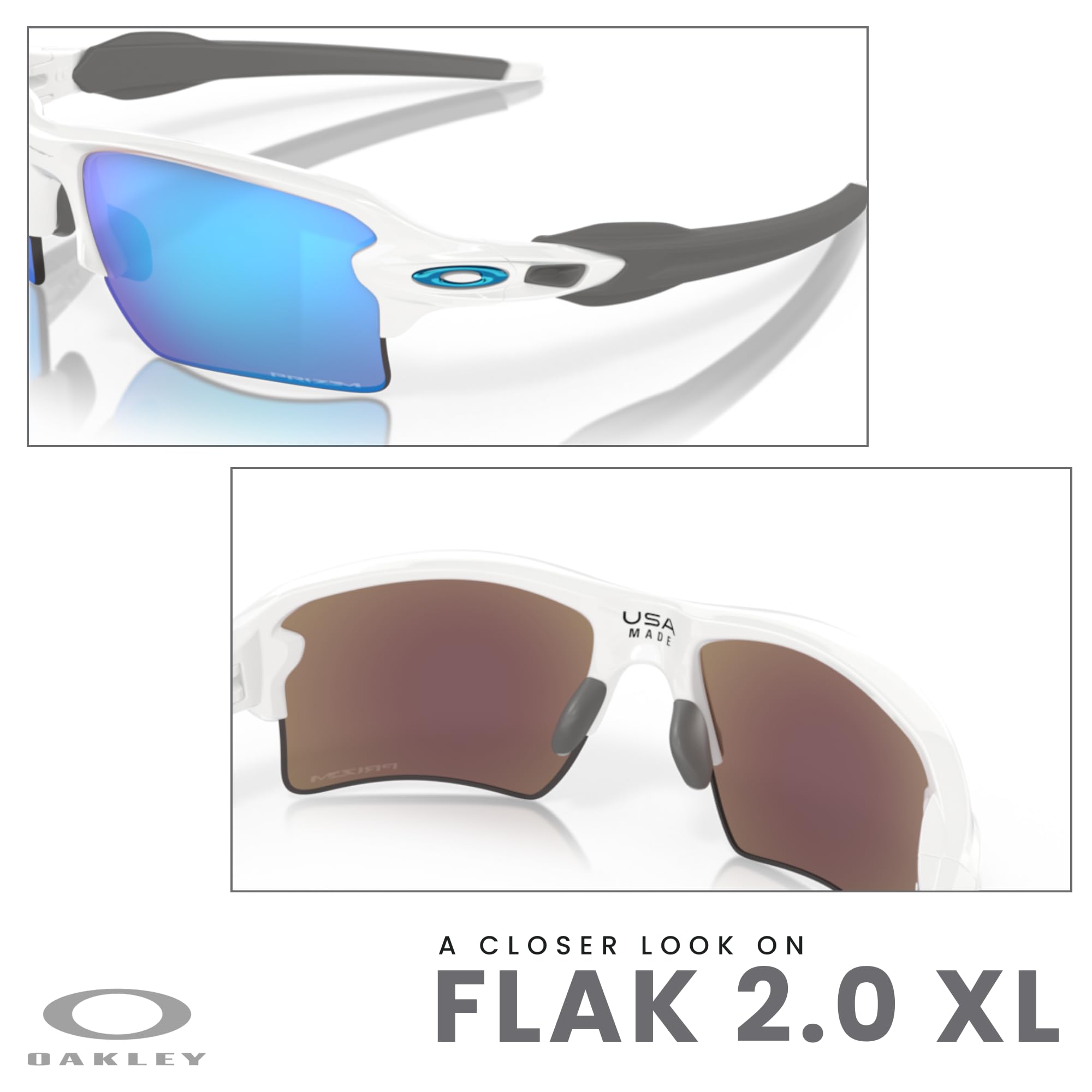 Oakley Flak 2.0 XL OO9188 Rectangle Sunglasses For Men + BUNDLE Leash + Designer iWear Care Kit