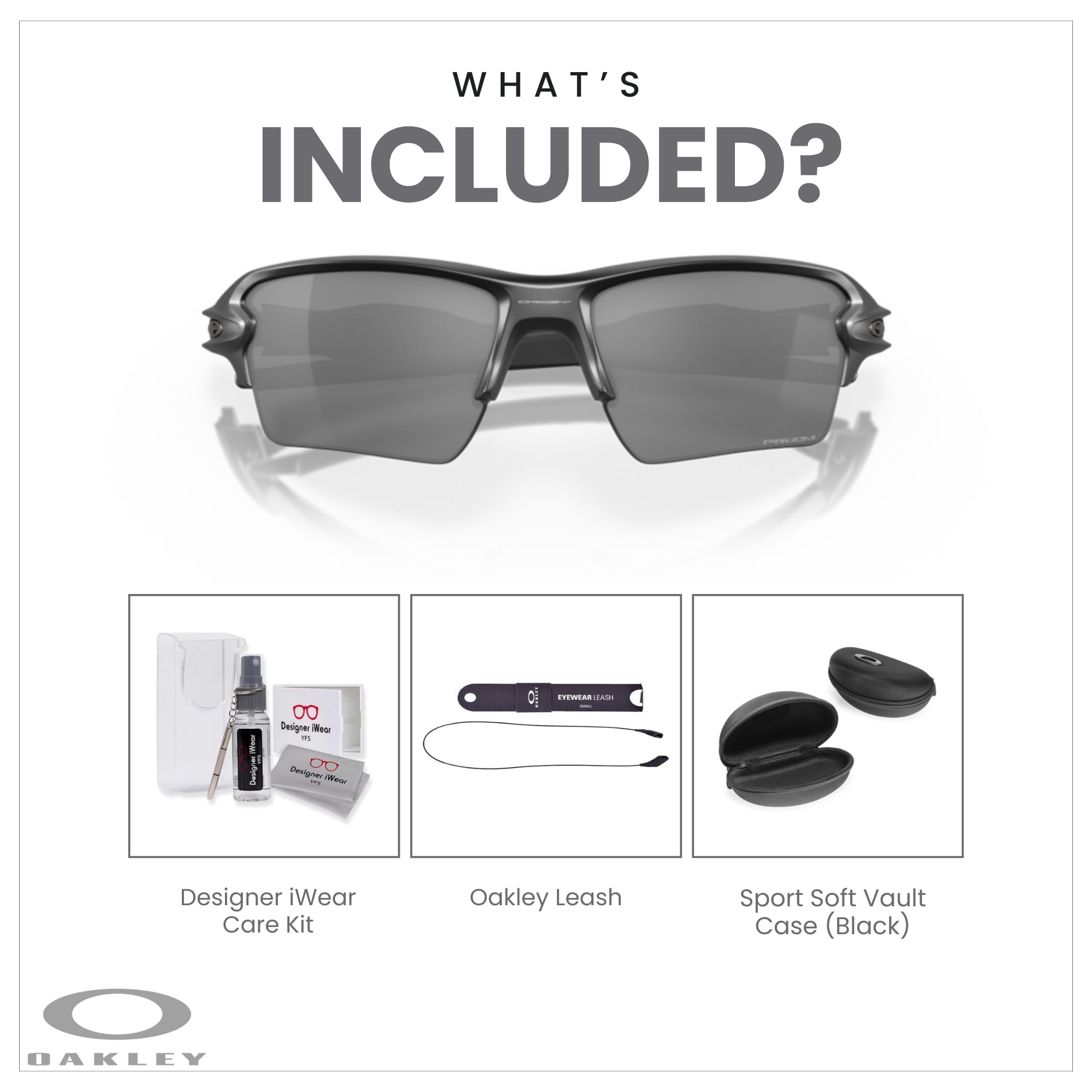 Oakley Flak 2.0 XL OO9188 Rectangle Sunglasses For Men + BUNDLE Leash + Designer iWear Care Kit