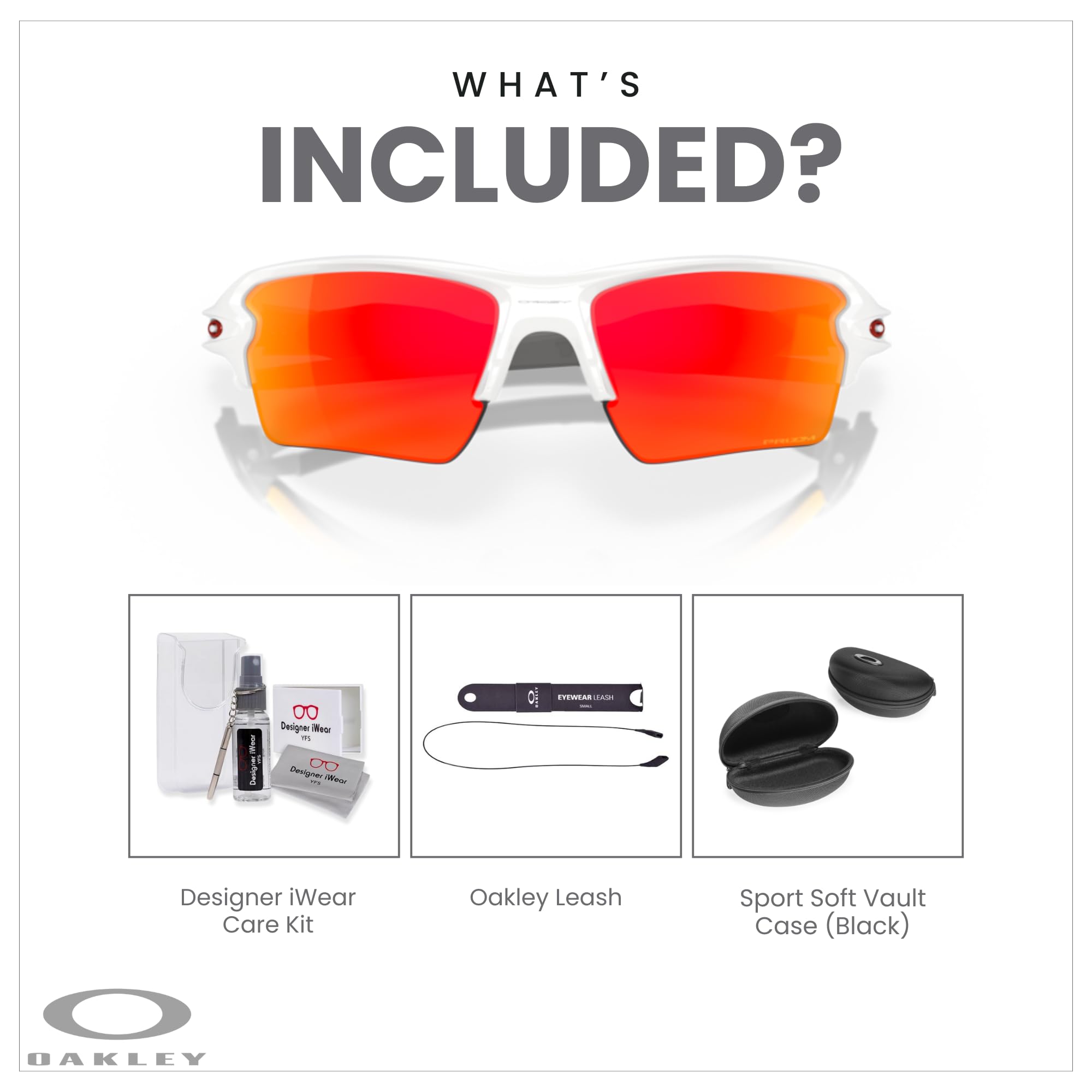 Oakley Flak 2.0 XL OO9188 Rectangle Sunglasses For Men + BUNDLE Leash + Designer iWear Care Kit