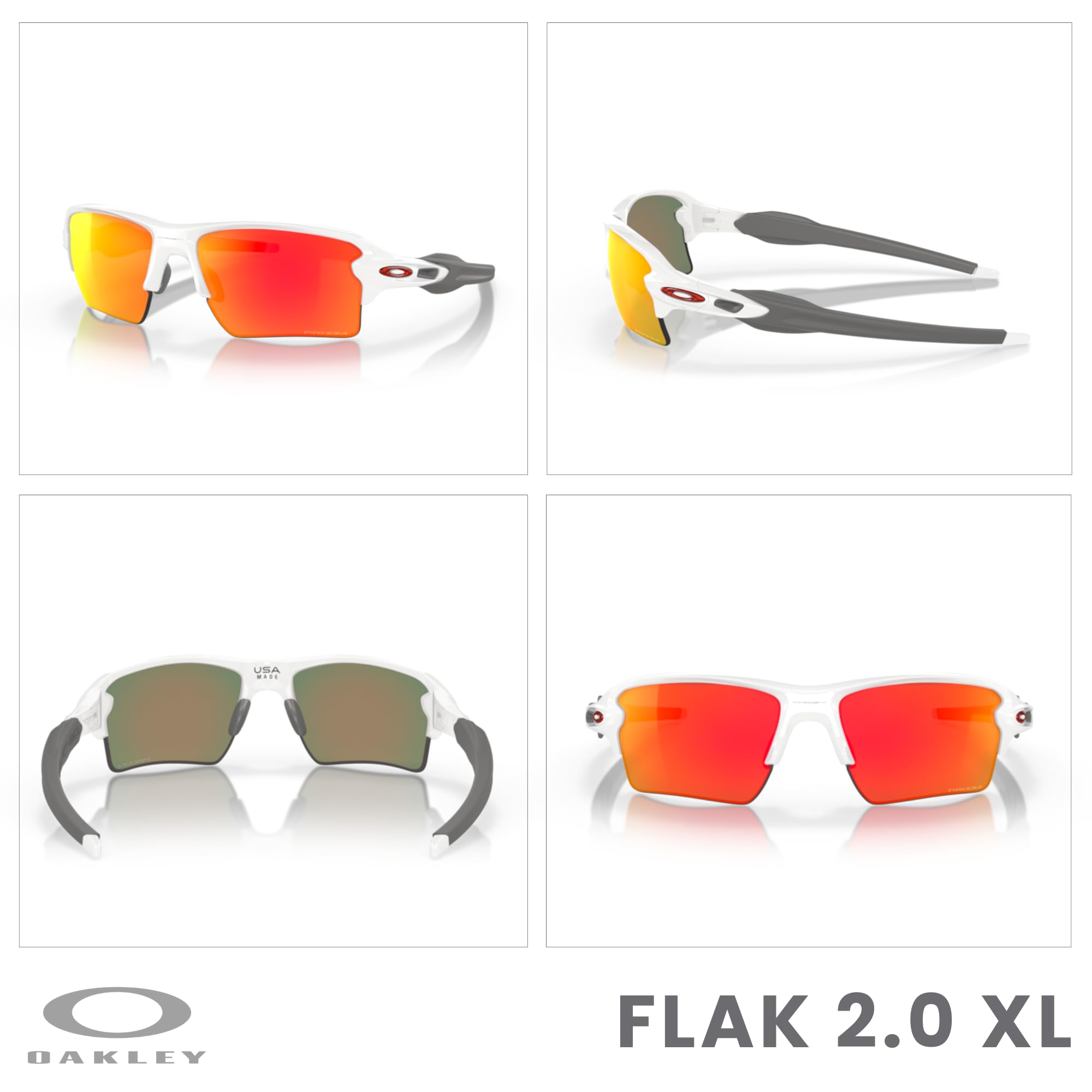 Oakley Flak 2.0 XL OO9188 Rectangle Sunglasses For Men + BUNDLE Leash + Designer iWear Care Kit