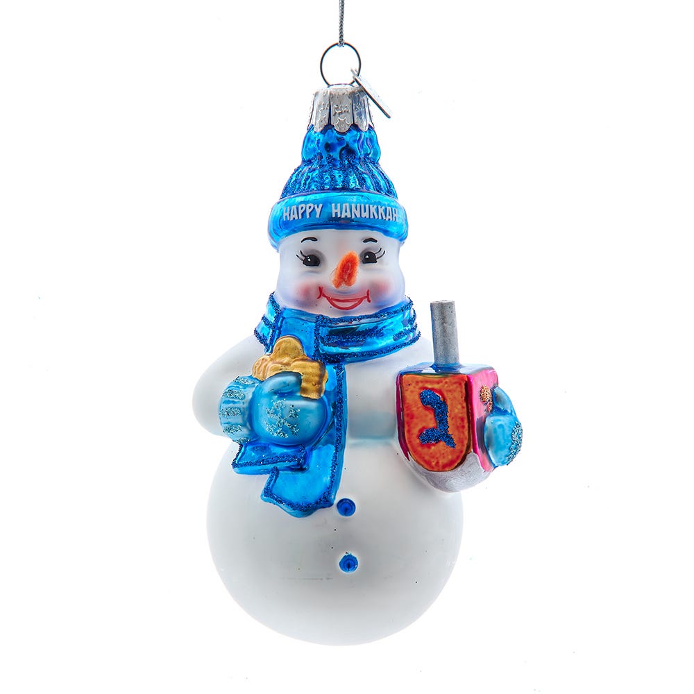 Noble Gems Glass Hanukkah Snowman Ornament