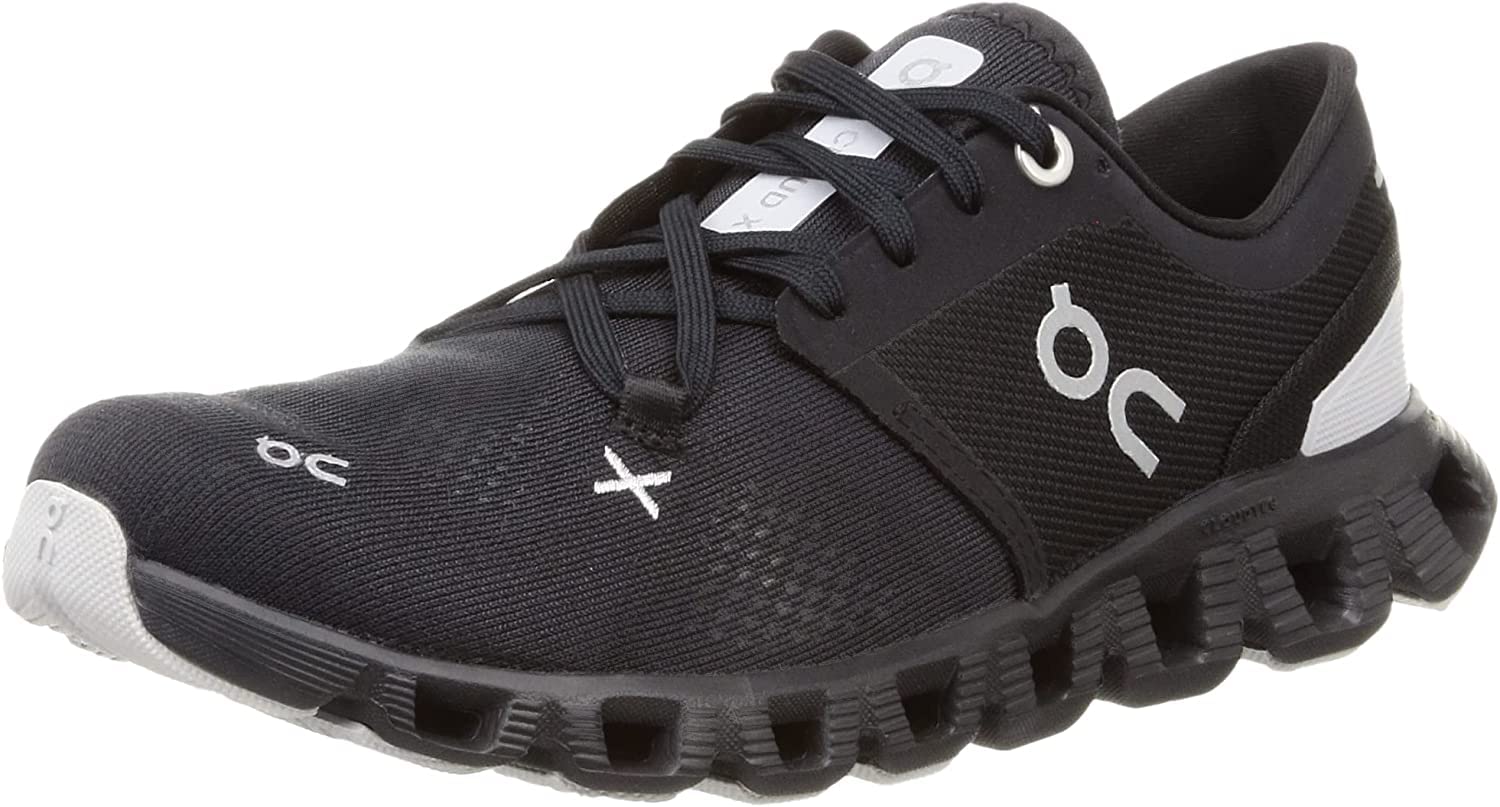 On Women's Cloud X 3 Sneakers, White/Black, 9 Medium US