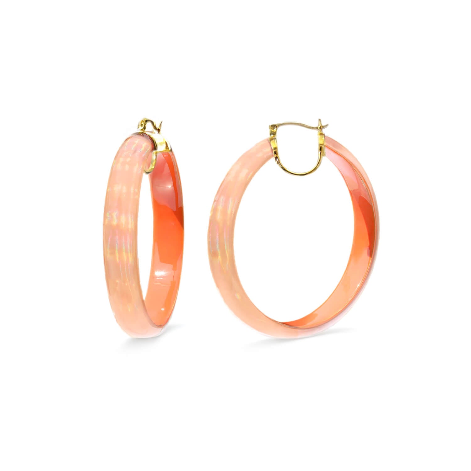 Large Rave Lucite Hoop Earrings in Orange