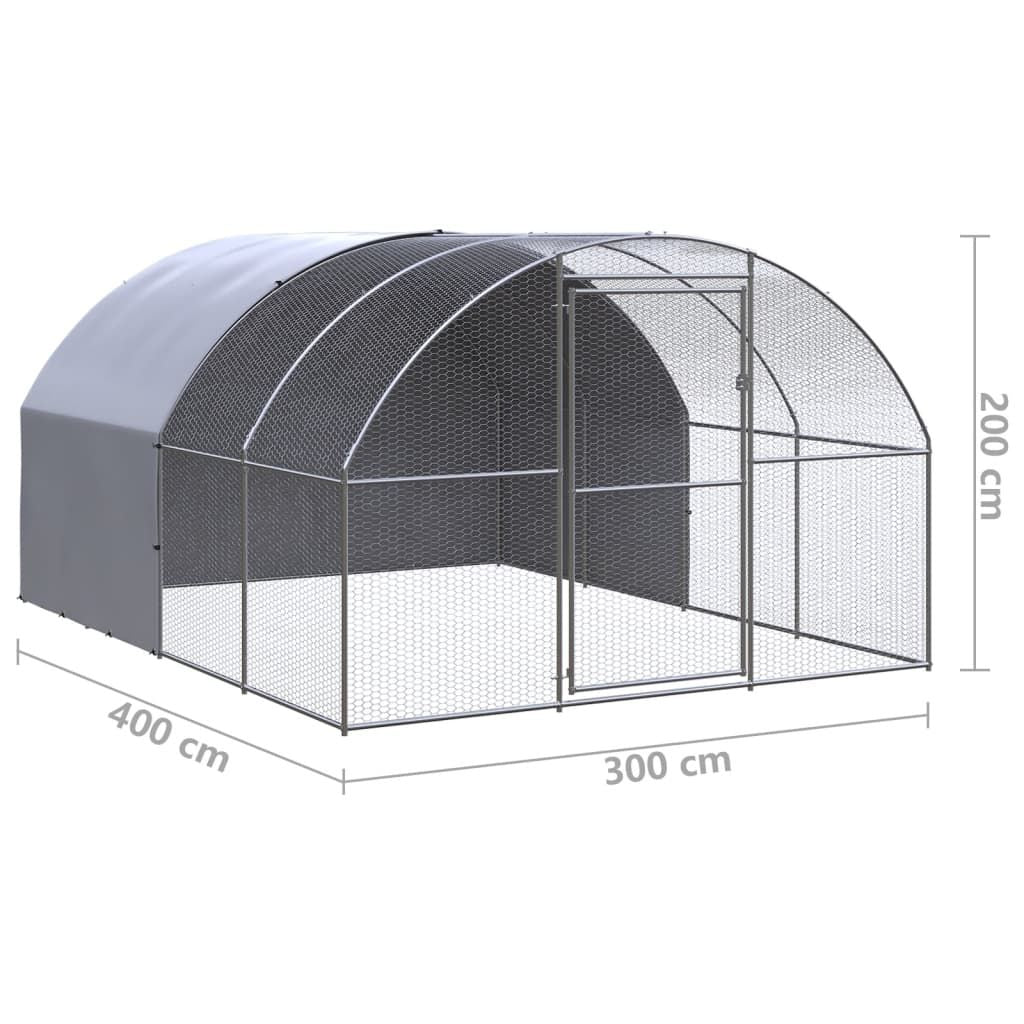 Outdoor Chicken Coop 9.8'x13.1'x6.6' Galvanized Steel