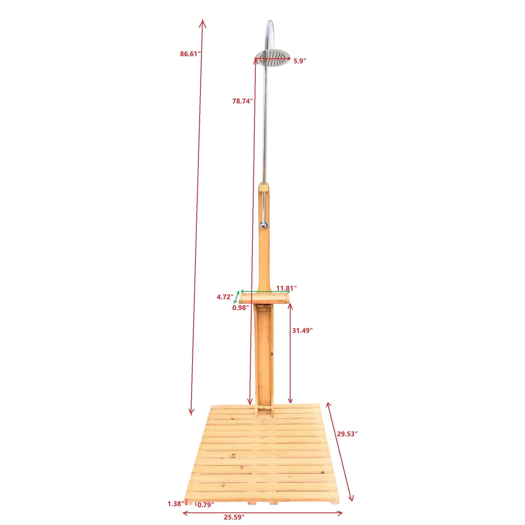 Outdoor Garden Pool Shower with Chassis Board, for Swimming Pool, Patio, Terrace, Garden, Wood