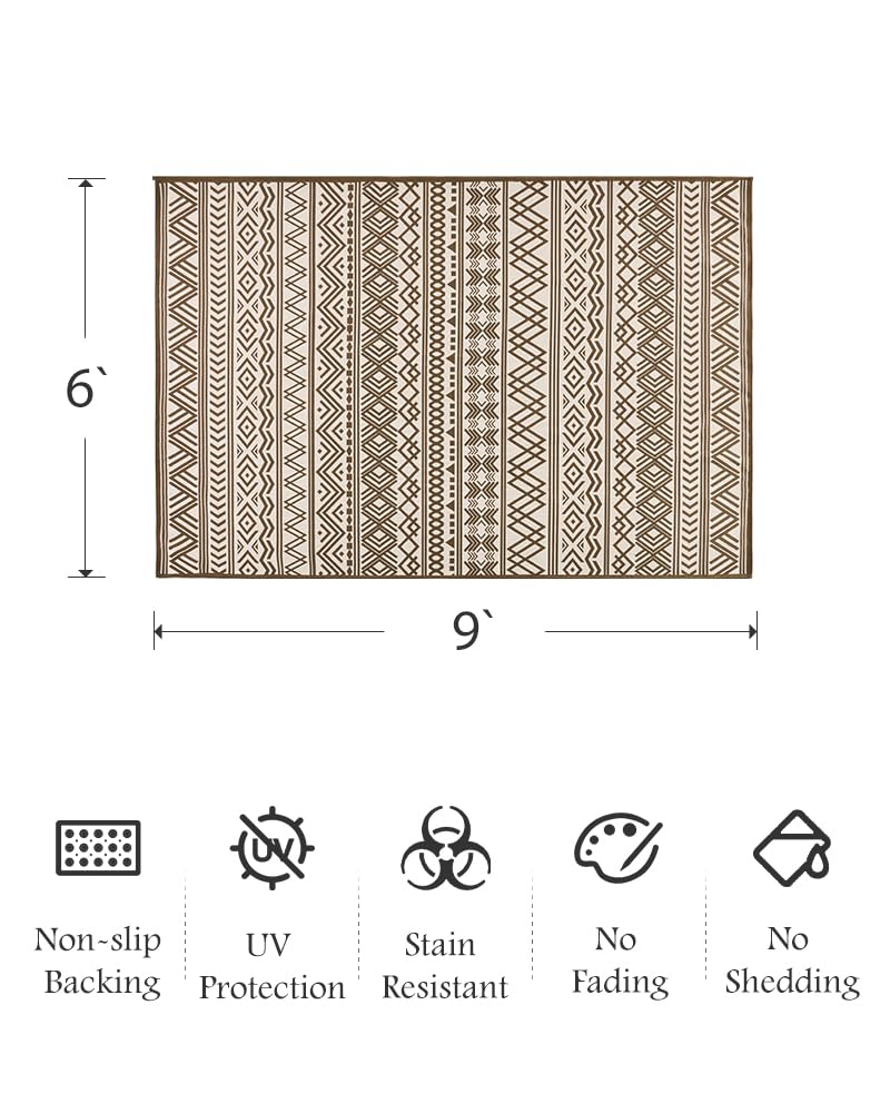 Outdoor Rug Carpet 5x8 ft, Flatweave Textured Outdoor Patio Rug Non Slip Indoor Outdoor Rugs with Rubber Particles Backing Boho Outdoor Area Rug for Patio Deck Front Porch Backyard Balcony