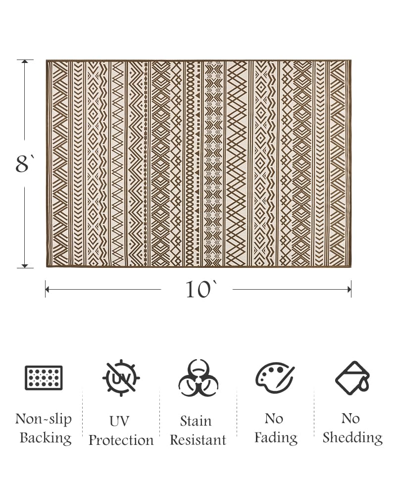 Outdoor Rug Carpet 5x8 ft, Flatweave Textured Outdoor Patio Rug Non Slip Indoor Outdoor Rugs with Rubber Particles Backing Boho Outdoor Area Rug for Patio Deck Front Porch Backyard Balcony