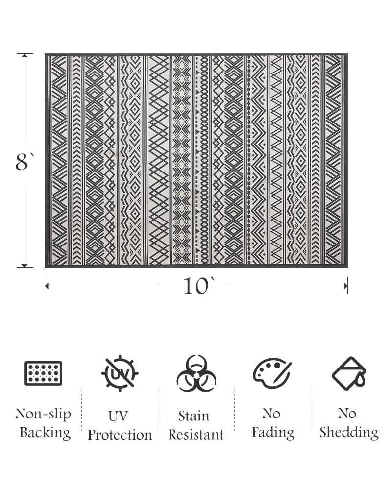 Outdoor Rug Carpet 5x8 ft, Flatweave Textured Outdoor Patio Rug Non Slip Indoor Outdoor Rugs with Rubber Particles Backing Boho Outdoor Area Rug for Patio Deck Front Porch Backyard Balcony