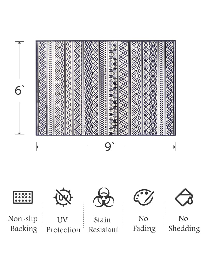 Outdoor Rug Carpet 5x8 ft, Flatweave Textured Outdoor Patio Rug Non Slip Indoor Outdoor Rugs with Rubber Particles Backing Boho Outdoor Area Rug for Patio Deck Front Porch Backyard Balcony