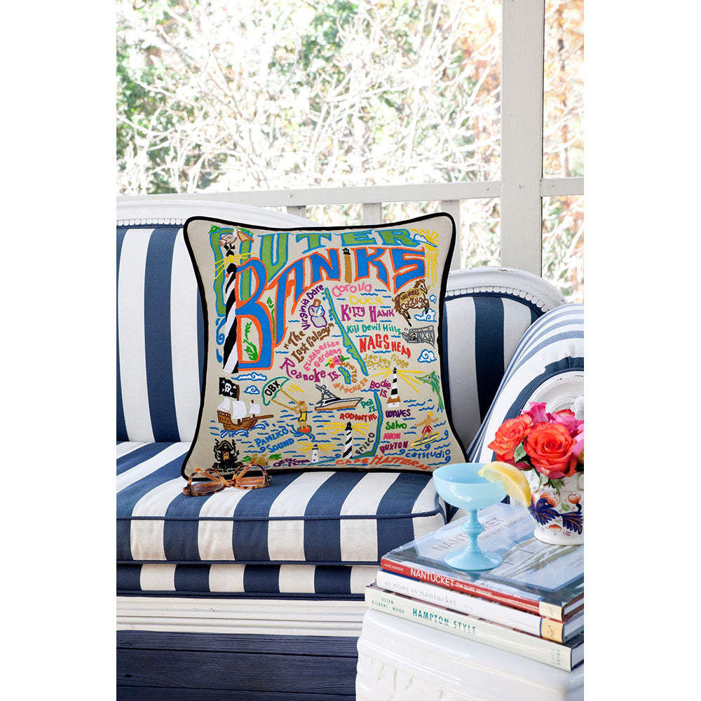 Outer Banks Hand-Embroidered Pillow