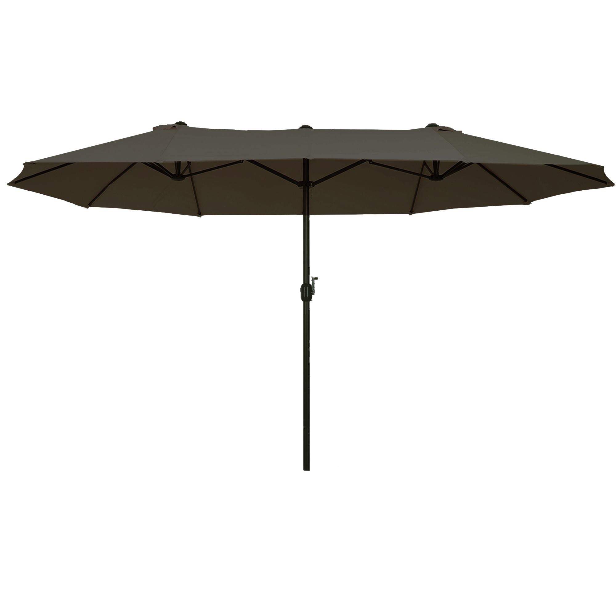Outsunny 15ft Double-Sided Patio Umbrella Outdoor Market Extra Large Gray with Crank for Deck Lawn Backyard Pool