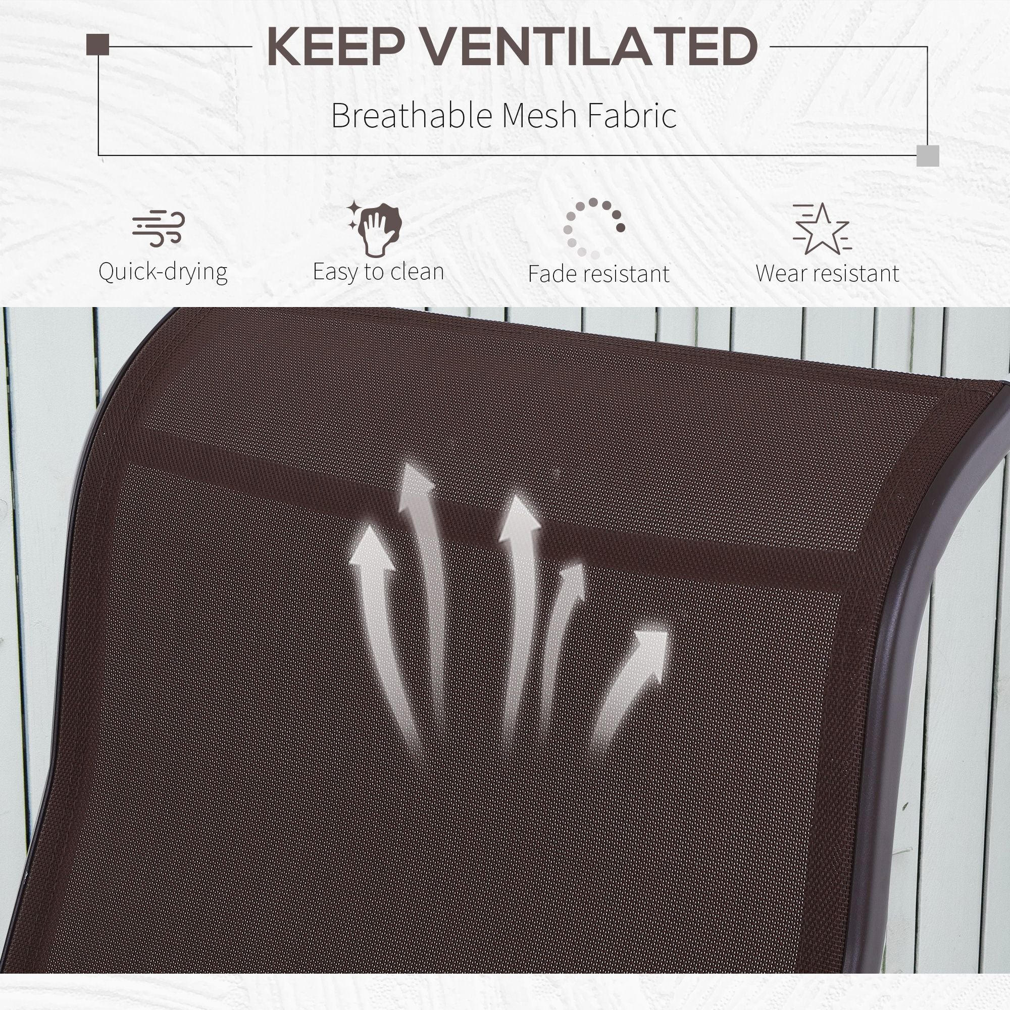 Outsunny Gliding Lounger Chair, Outdoor Swinging Chair with Smooth Rocking Arms and Lightweight Construction for Patio Backyard, Brown