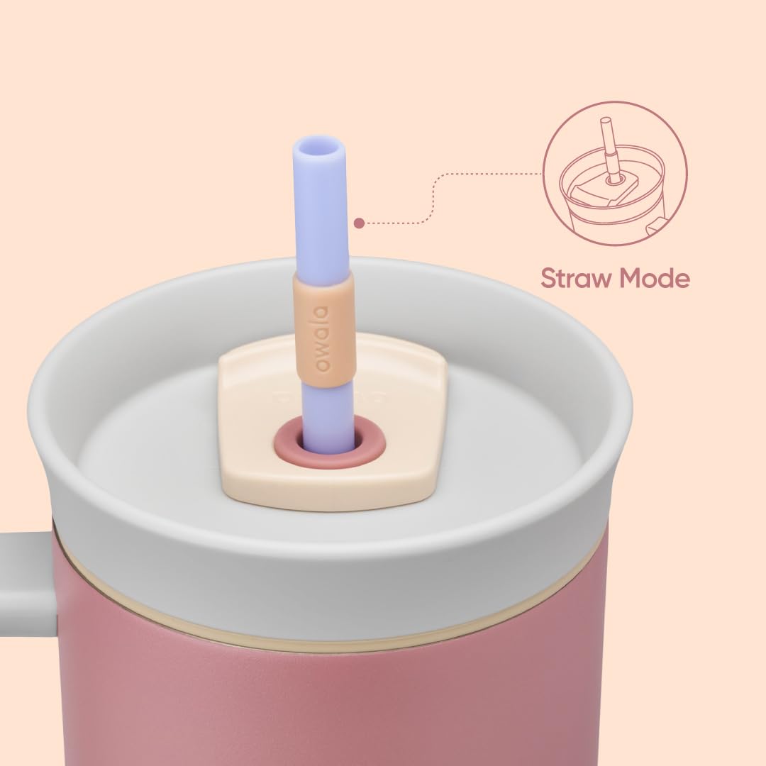 Owala Stainless Steel Triple Layer Insulated Travel Tumbler with Spill Resistant Lid, Straw, and Carry Handle, BPA Free, 40 oz, Dark Blue (Saltwater Starfish)