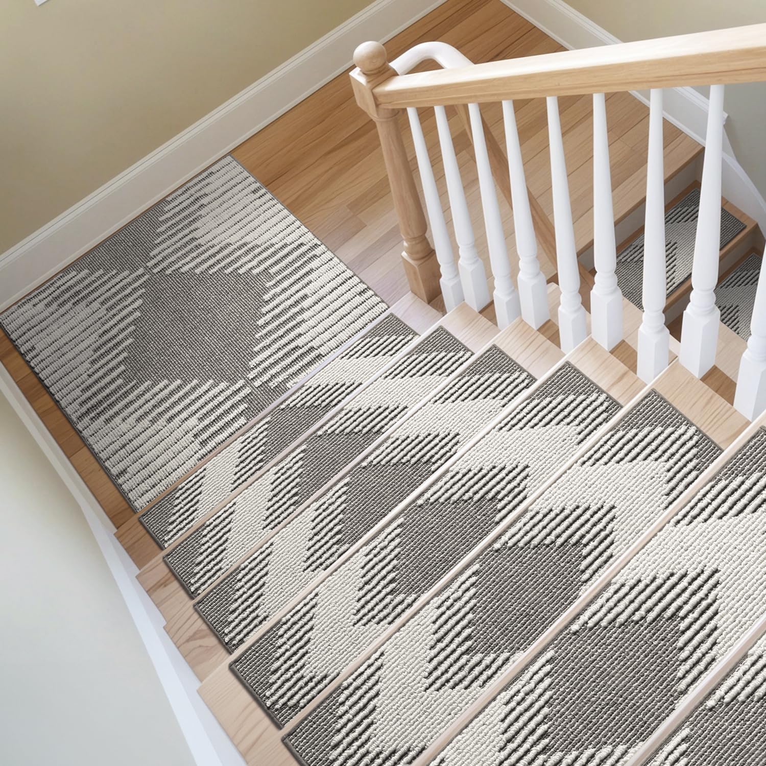 PADOOR 15PC Stair-Treads Non Slip, 3D Peel and Stick Stair Treads for Wooden Steps Indoor, Stair-Carpet Treads Washable Reusable Adhesive Stair-Runner Rugs for Kids and Dogs 8"x30" Brown