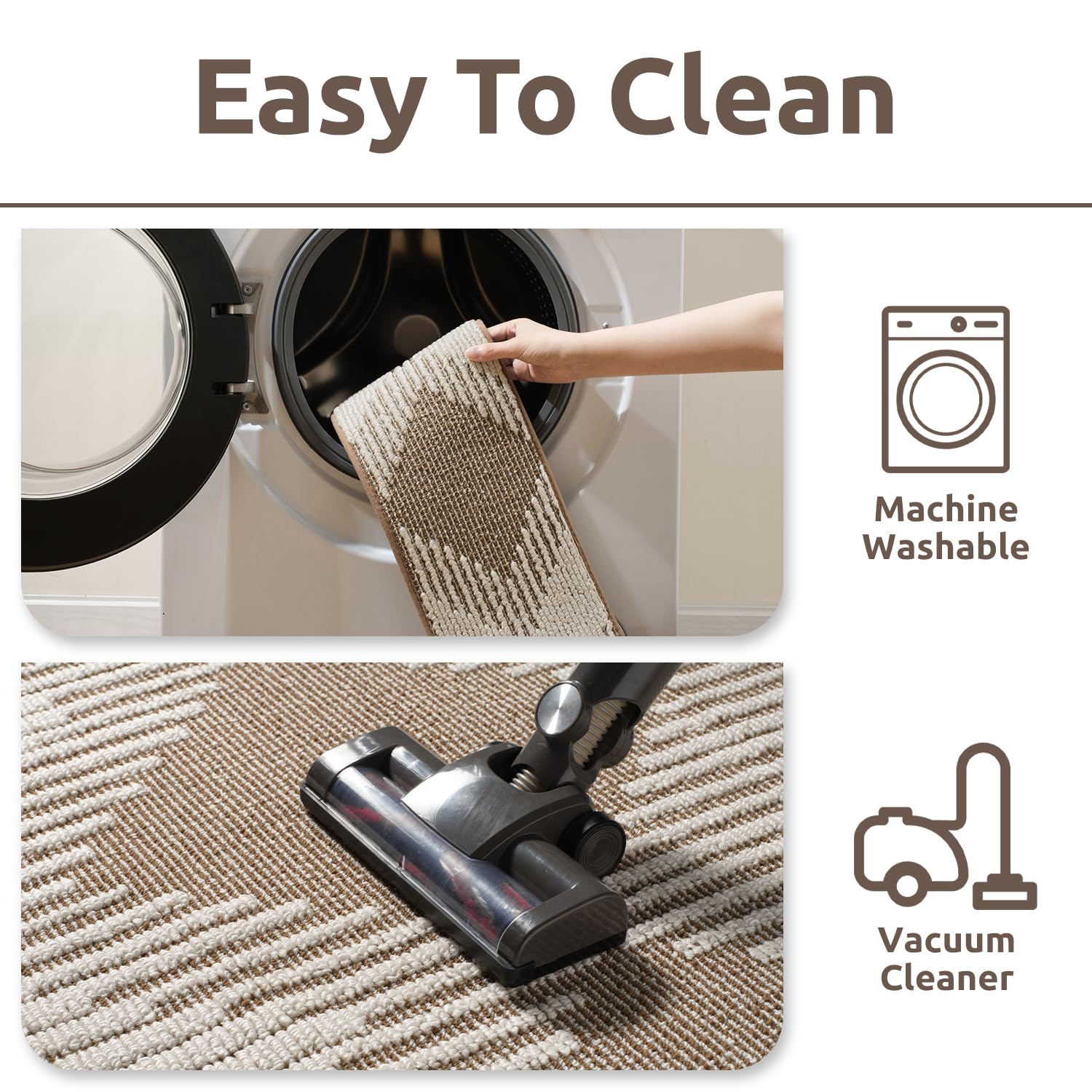 PADOOR 15PC Stair-Treads Non Slip, 3D Peel and Stick Stair Treads for Wooden Steps Indoor, Stair-Carpet Treads Washable Reusable Adhesive Stair-Runner Rugs for Kids and Dogs 8"x30" Brown