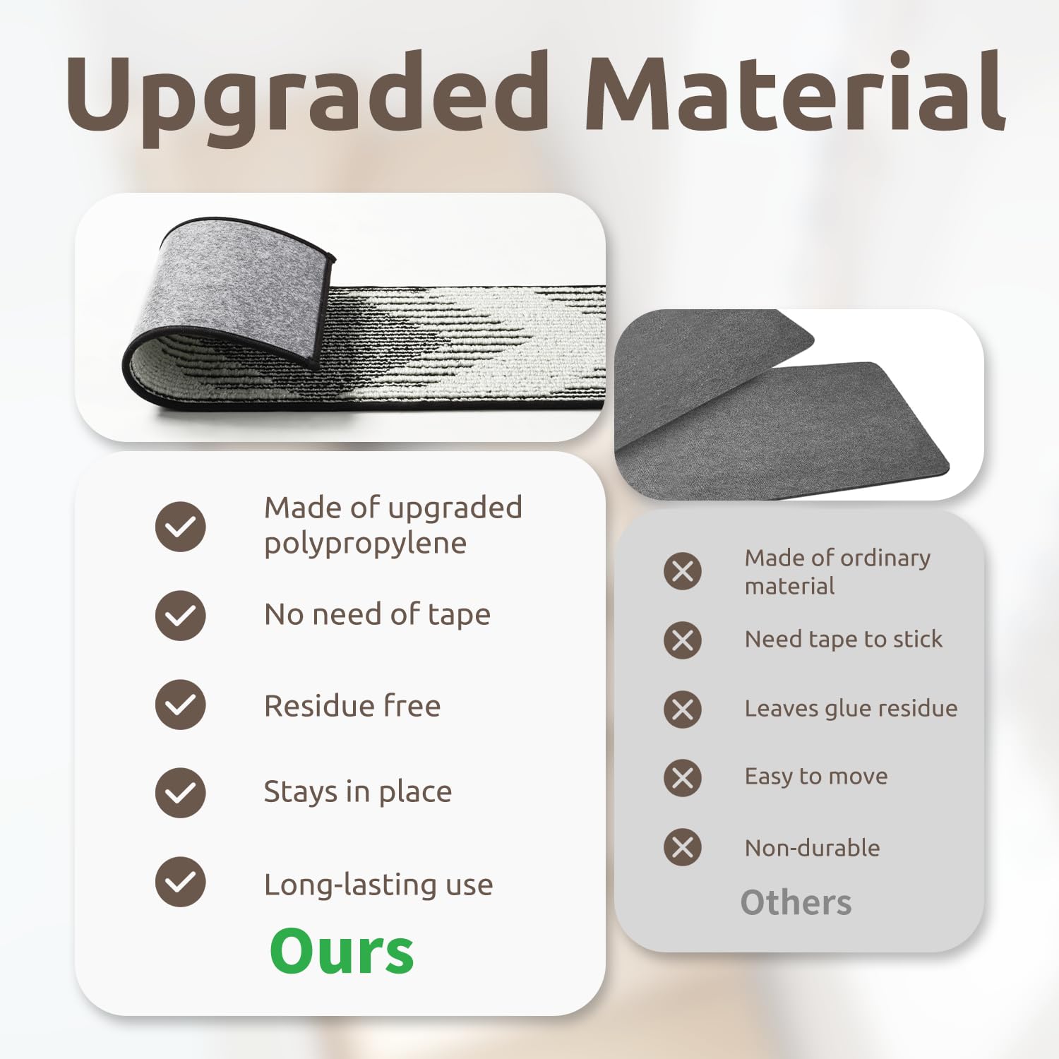 PADOOR 15PC Stair-Treads Non Slip, 3D Peel and Stick Stair Treads for Wooden Steps Indoor, Stair-Carpet Treads Washable Reusable Adhesive Stair-Runner Rugs for Kids and Dogs 8"x30" Brown