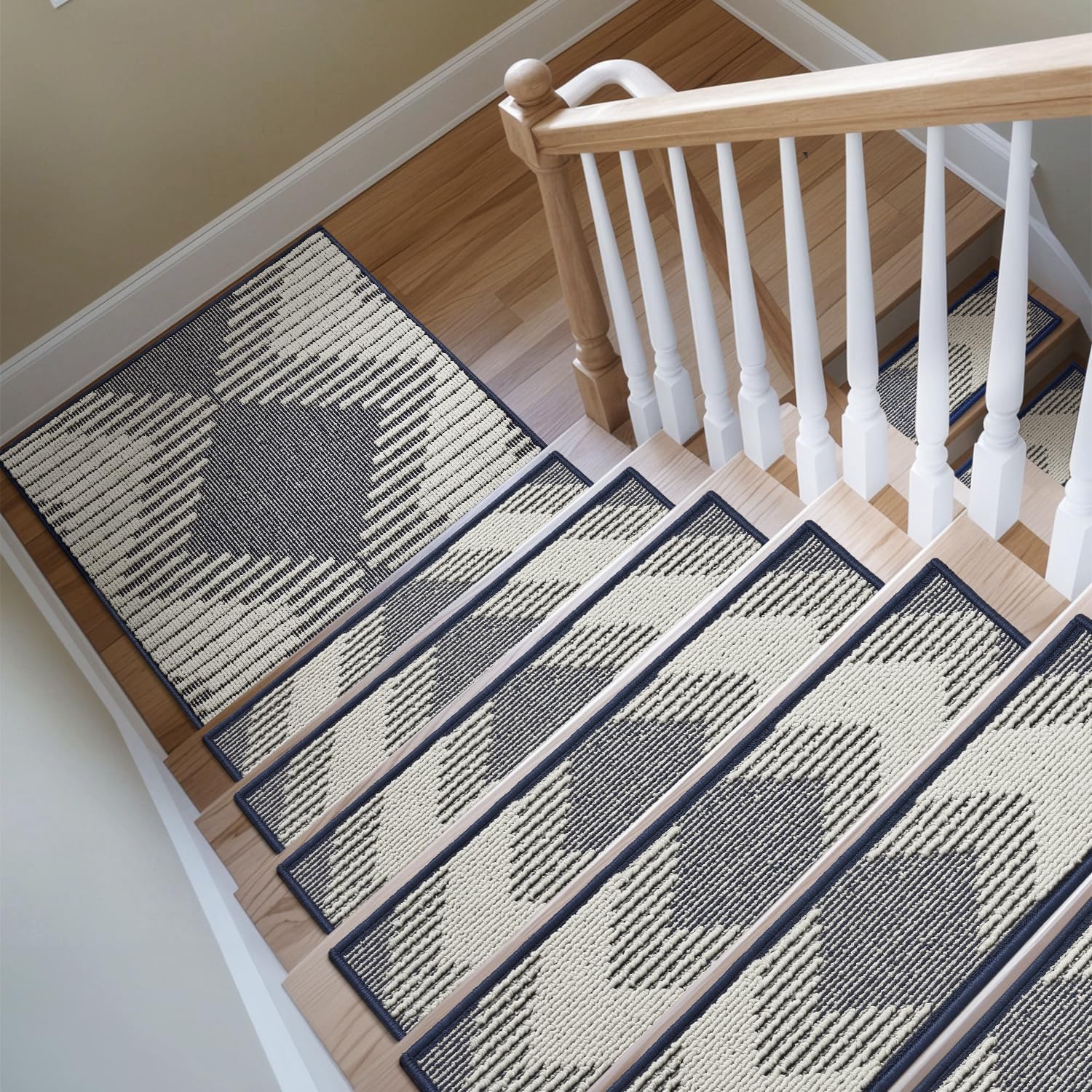 PADOOR 15PC Stair-Treads Non Slip, 3D Peel and Stick Stair Treads for Wooden Steps Indoor, Stair-Carpet Treads Washable Reusable Adhesive Stair-Runner Rugs for Kids and Dogs 8"x30" Brown