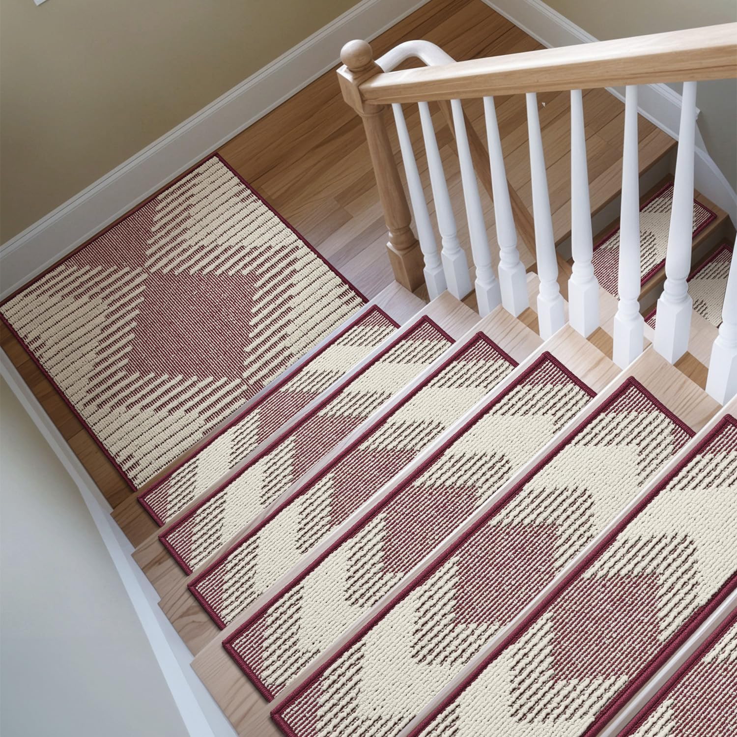 PADOOR 15PC Stair-Treads Non Slip, 3D Peel and Stick Stair Treads for Wooden Steps Indoor, Stair-Carpet Treads Washable Reusable Adhesive Stair-Runner Rugs for Kids and Dogs 8"x30" Brown