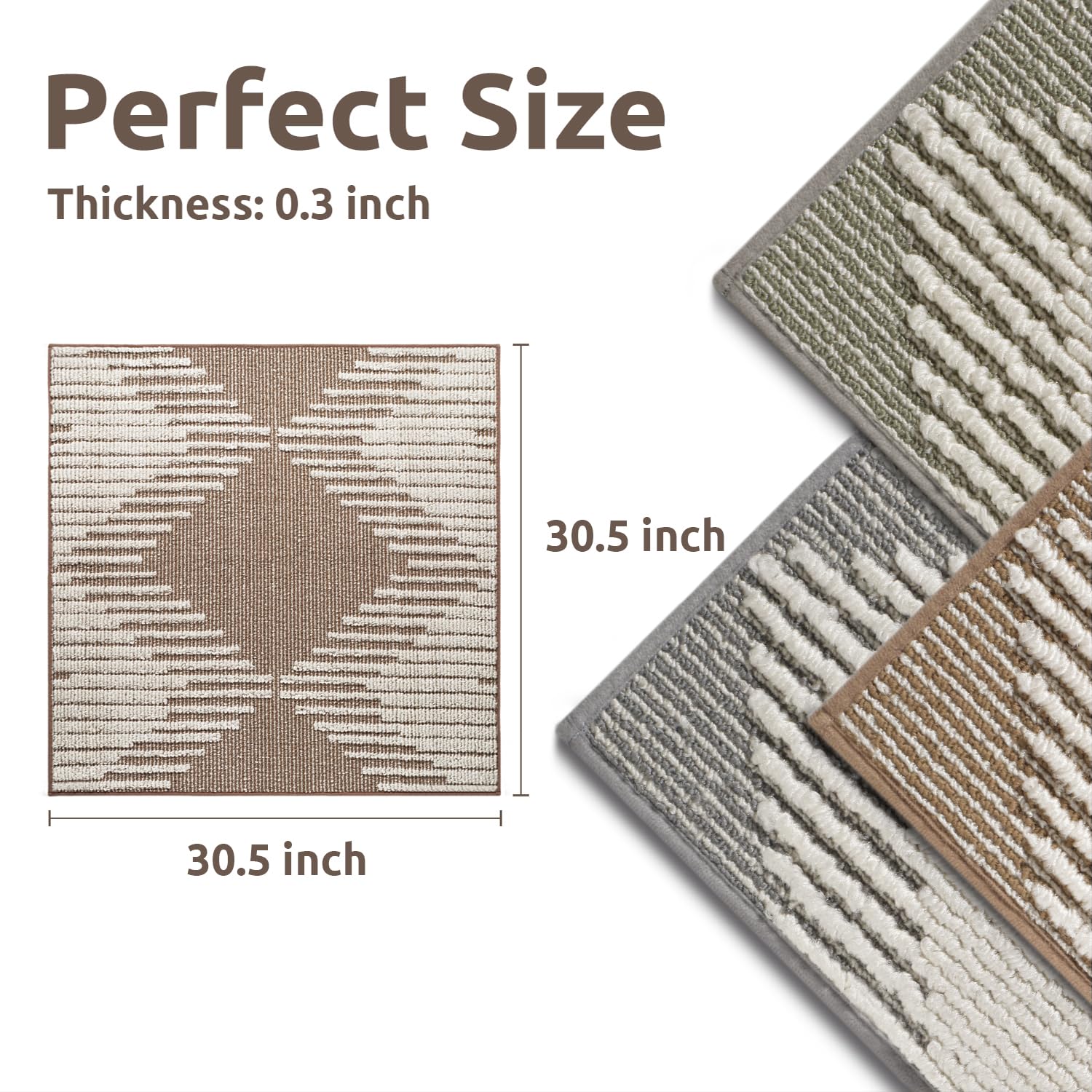 PADOOR 15PC Stair-Treads Non Slip, 3D Peel and Stick Stair Treads for Wooden Steps Indoor, Stair-Carpet Treads Washable Reusable Adhesive Stair-Runner Rugs for Kids and Dogs 8"x30" Brown