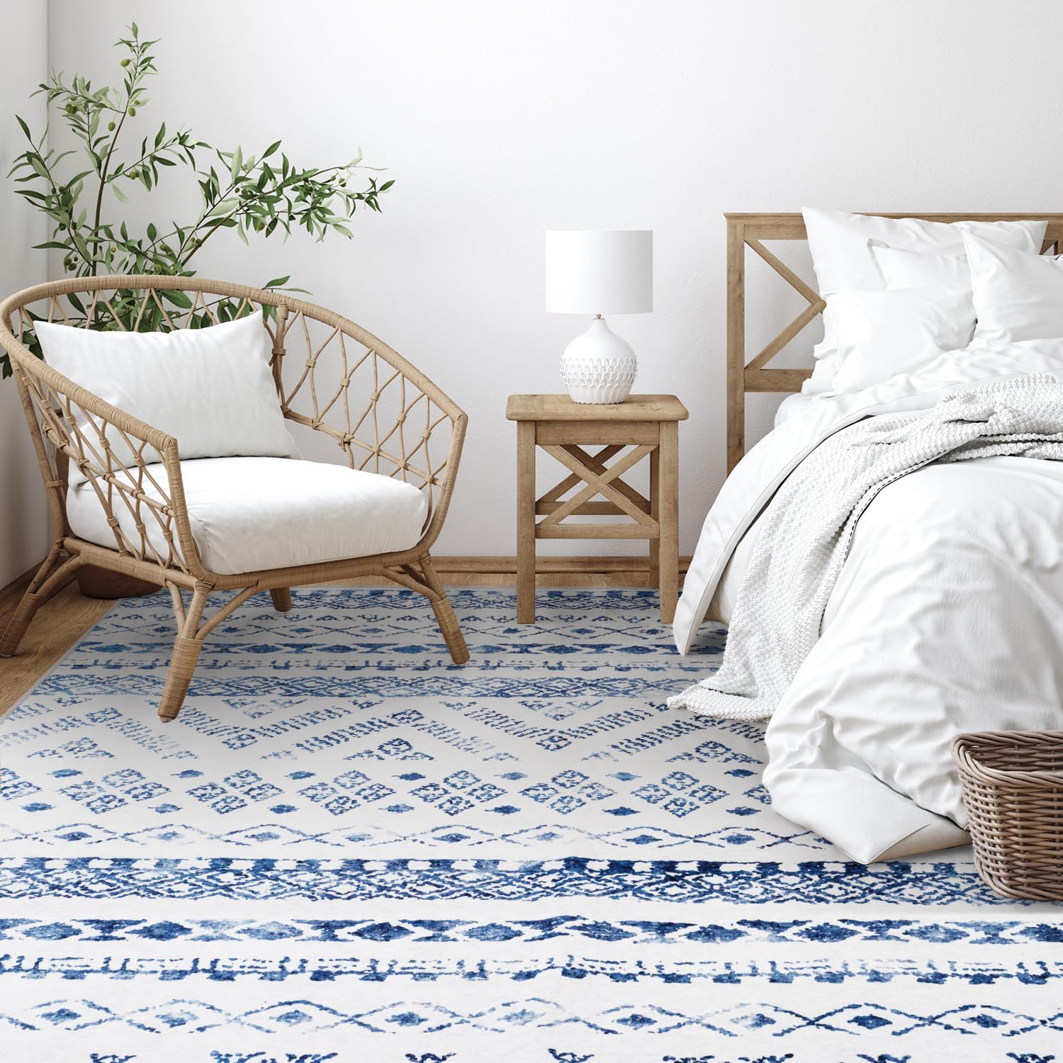 PADOOR 8x10 Rugs for Living Room Non Slip Geometric Machine Washable Rugs Neutral Area-Rugs 8x10 Modern Ultra Thin Carpet for Bedroom Dining Room, No Shedding Office Rug, Grey Rug