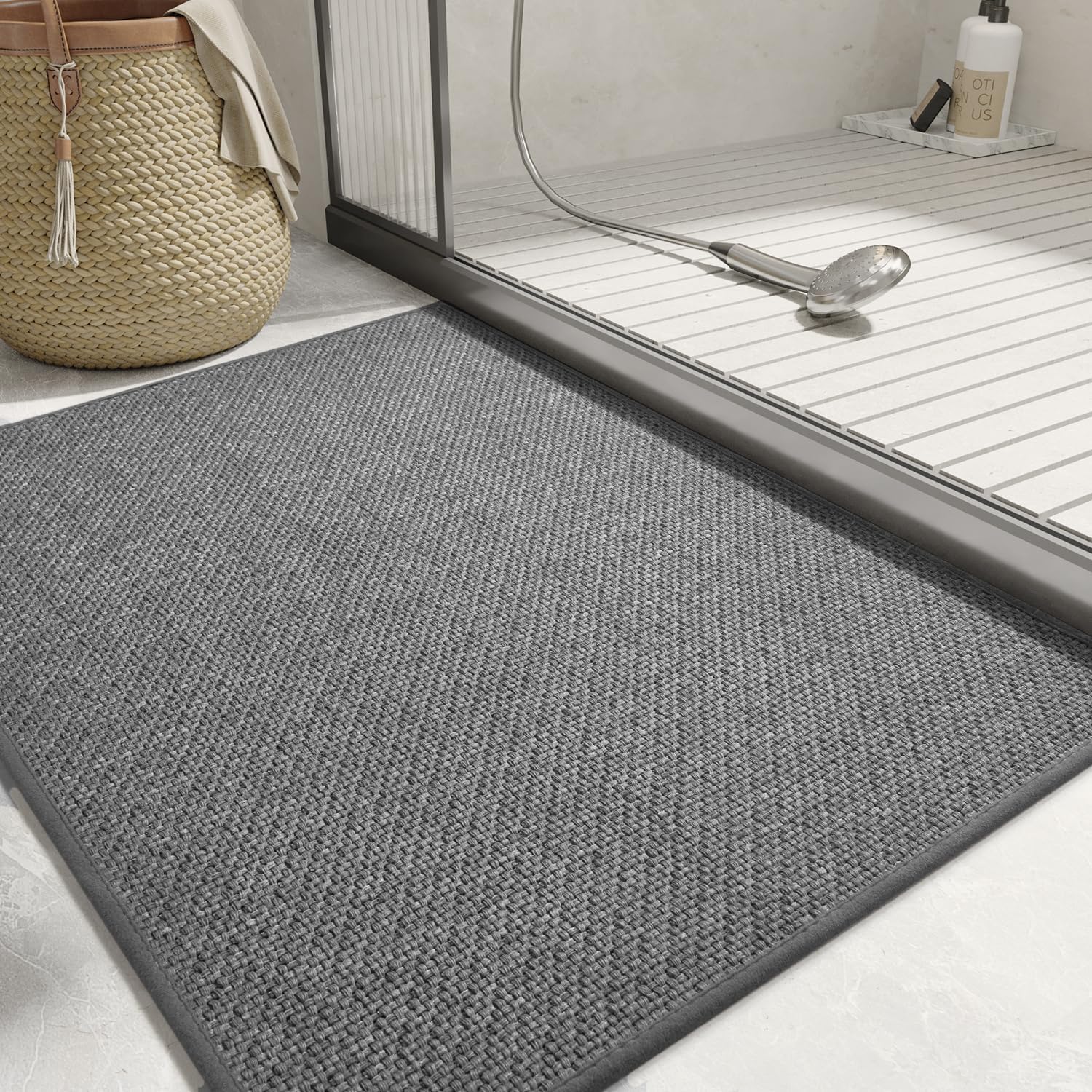 PADOOR Bath-Mat, Non Slip Bath Mats for Bathroom Soft and Absorbent Braided Bathroom Mat Machine Washable Bathroom Rugs Non Skid Rubber Backing