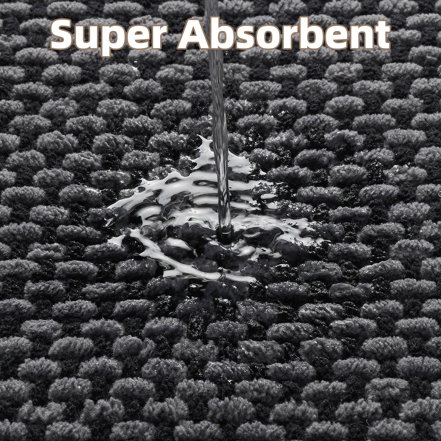 PADOOR-Bath Mat-Super Absorbent Chenille Bathroom Mats-Rubber Backed Bath Mats for Bathroom Non Slip, Machine Washable Bathroom Rugs Front of Bathtub,Shower Room,Sink-17×28, Beige&Cream