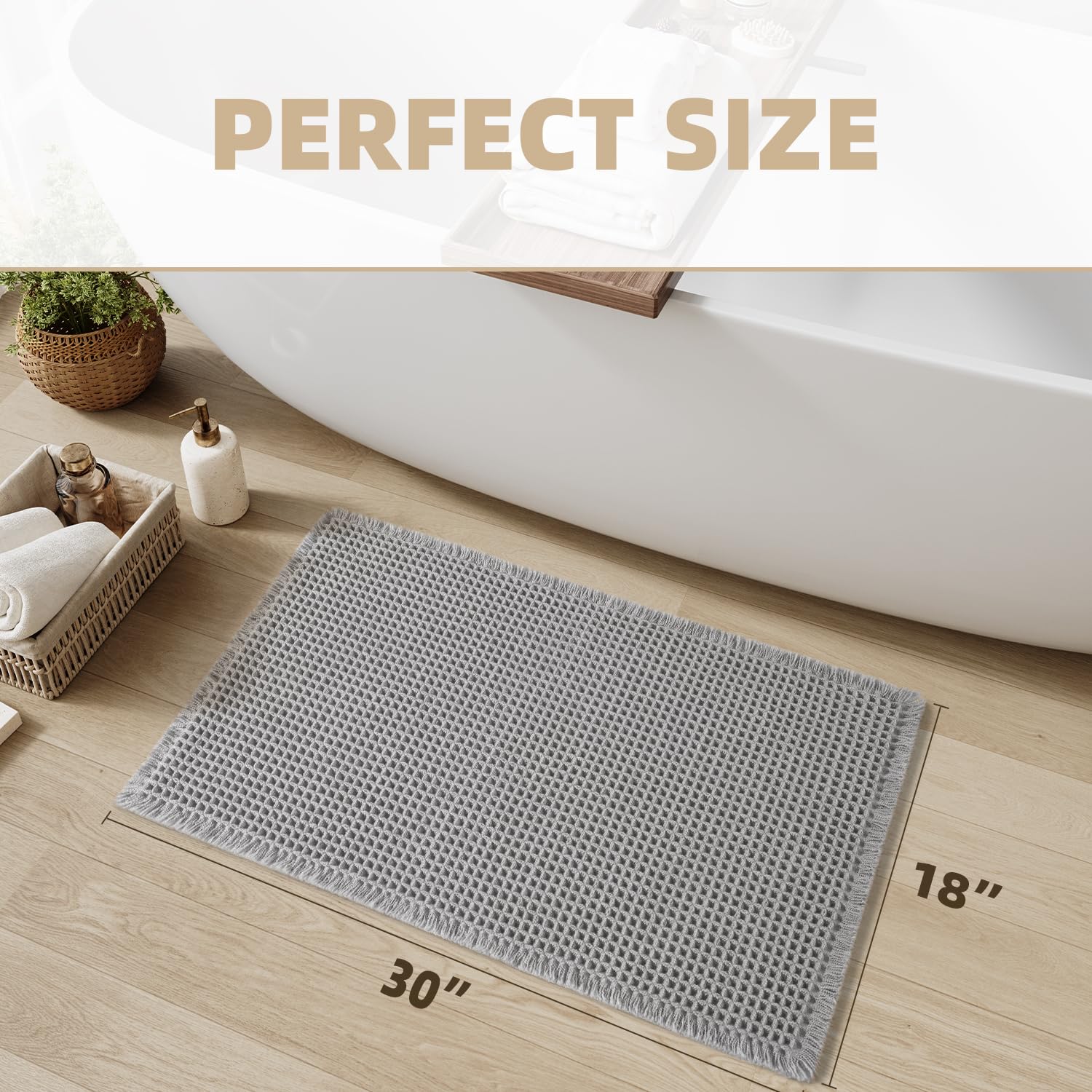 PADOOR Bath mats for Bathroom Non Slip, Bath Rugs, Bathroom mat, Absorbent Bath mat, 24" x 36", Green