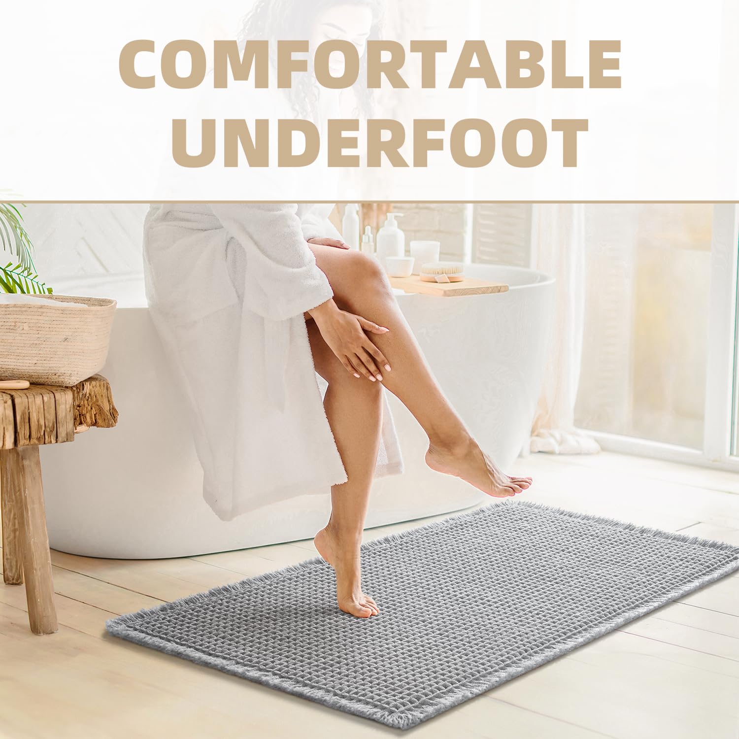 PADOOR Bath mats for Bathroom Non Slip, Bath Rugs, Bathroom mat, Absorbent Bath mat, 24" x 36", Green