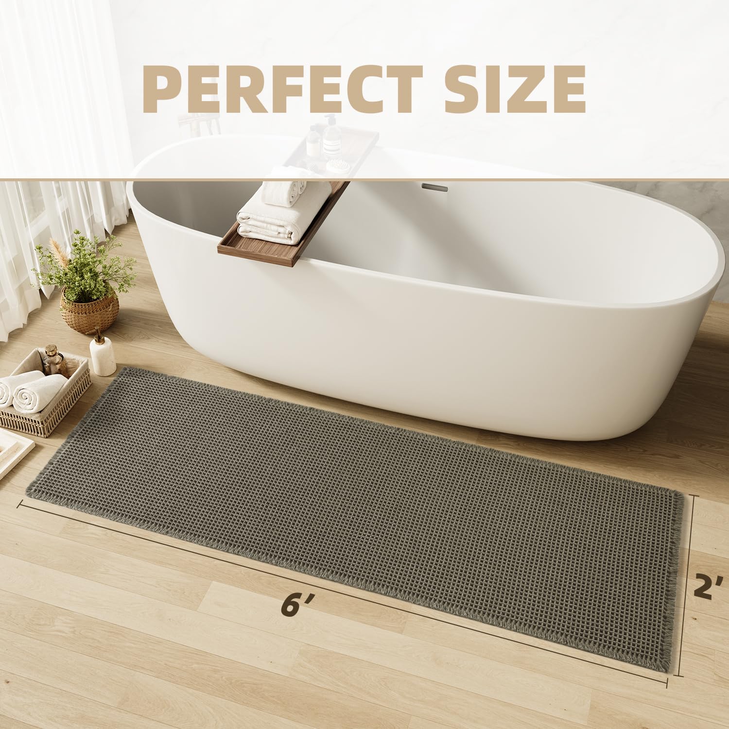 PADOOR Bath mats for Bathroom Non Slip, Bath Rugs, Bathroom mat, Absorbent Bath mat, 24" x 36", Green