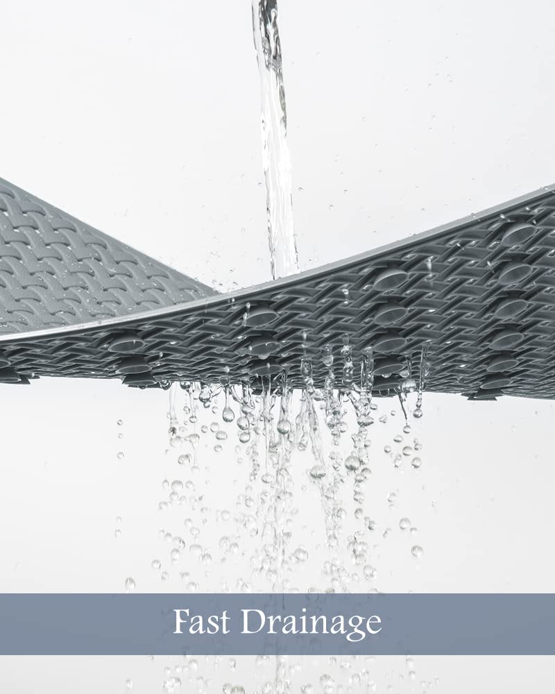 PADOOR Bathtub-Mat Non Slip with Suction Cups and Drain Holes, Machine Washable Shower Mat Anti Slip Bath Mat for Tub for Kids (14"x27" Gray)