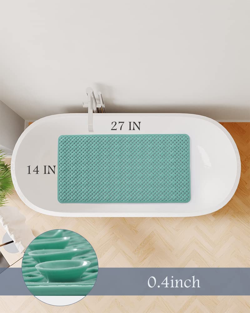 PADOOR Bathtub-Mat Non Slip with Suction Cups and Drain Holes, Machine Washable Shower Mat Anti Slip Bath Mat for Tub for Kids (14"x27" Gray)