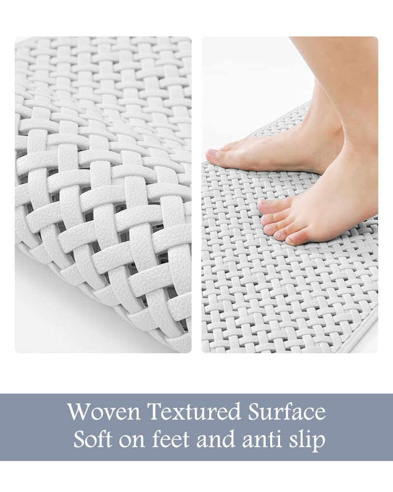 PADOOR Bathtub-Mat Non Slip with Suction Cups and Drain Holes, Machine Washable Shower Mat Anti Slip Bath Mat for Tub for Kids (14"x27" Gray)