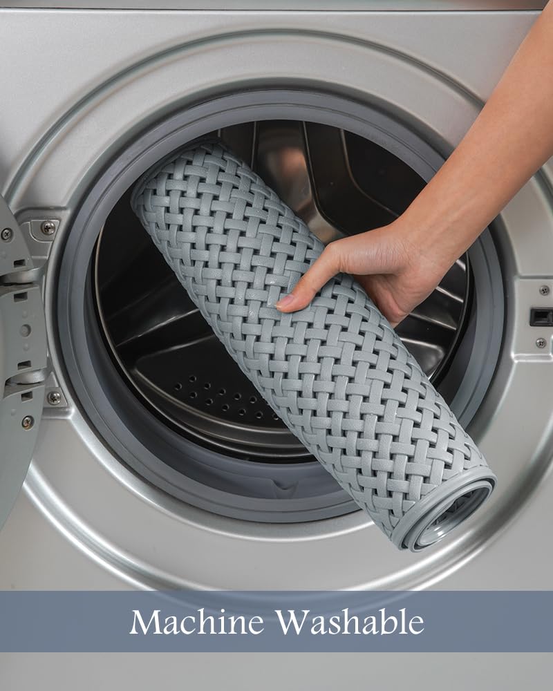 PADOOR Bathtub-Mat Non Slip with Suction Cups and Drain Holes, Machine Washable Shower Mat Anti Slip Bath Mat for Tub for Kids (14"x27" Gray)