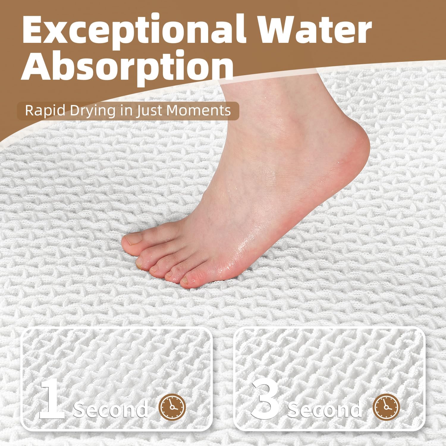 PADOOR Checkered Bath Mat, Super Absorbent Non Slip Bath Mats for Bathroom Floor 3D Two Tone Woven Bathroom Mat with Tassels Machine Washable Bathroom Rugs Beside Tub, 17" x 24", Brown & Cream