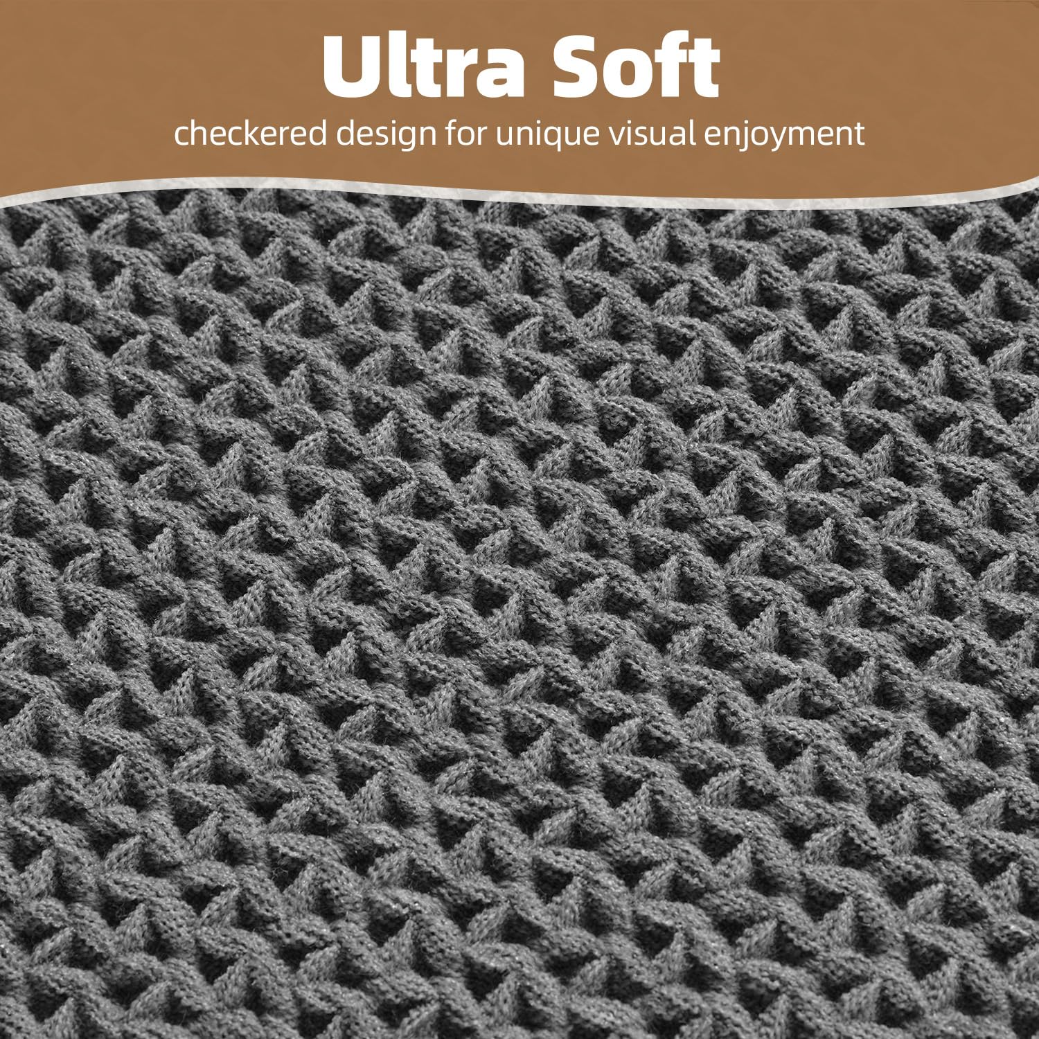 PADOOR Checkered Bath Mat, Super Absorbent Non Slip Bath Mats for Bathroom Floor 3D Two Tone Woven Bathroom Mat with Tassels Machine Washable Bathroom Rugs Beside Tub, 17" x 24", Brown & Cream