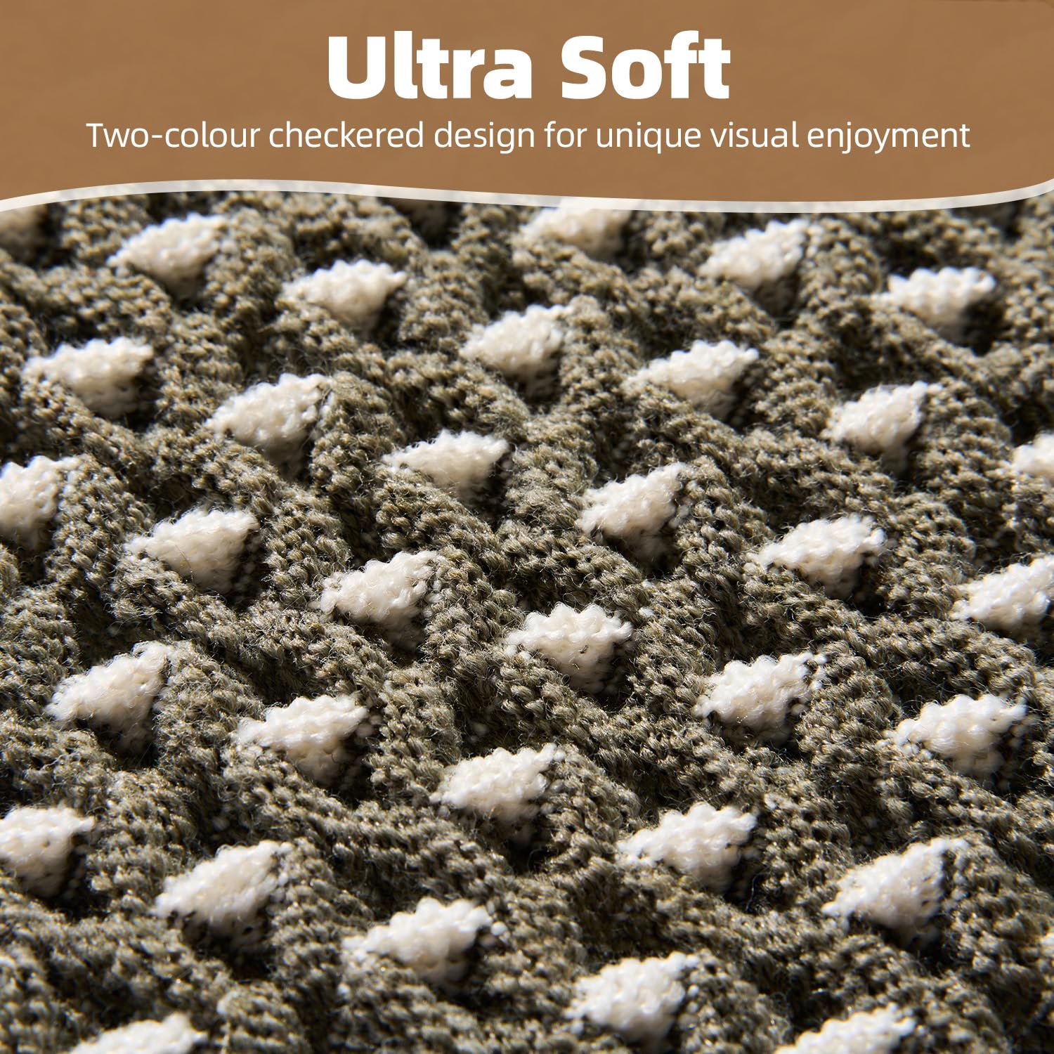 PADOOR Checkered Bath Mat, Super Absorbent Non Slip Bath Mats for Bathroom Floor 3D Two Tone Woven Bathroom Mat with Tassels Machine Washable Bathroom Rugs Beside Tub, 17" x 24", Brown & Cream