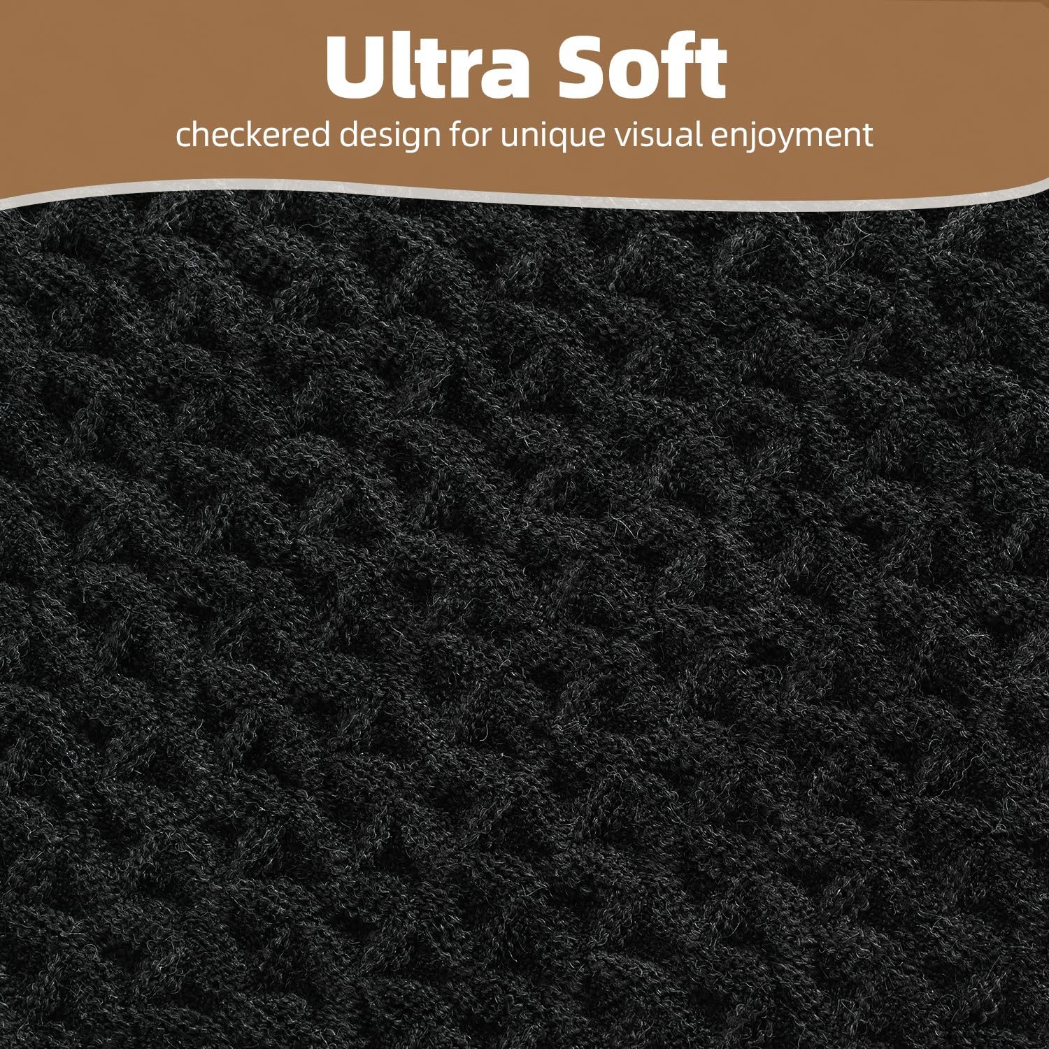 PADOOR Checkered Bath Mat, Super Absorbent Non Slip Bath Mats for Bathroom Floor 3D Two Tone Woven Bathroom Mat with Tassels Machine Washable Bathroom Rugs Beside Tub, 17" x 24", Brown & Cream