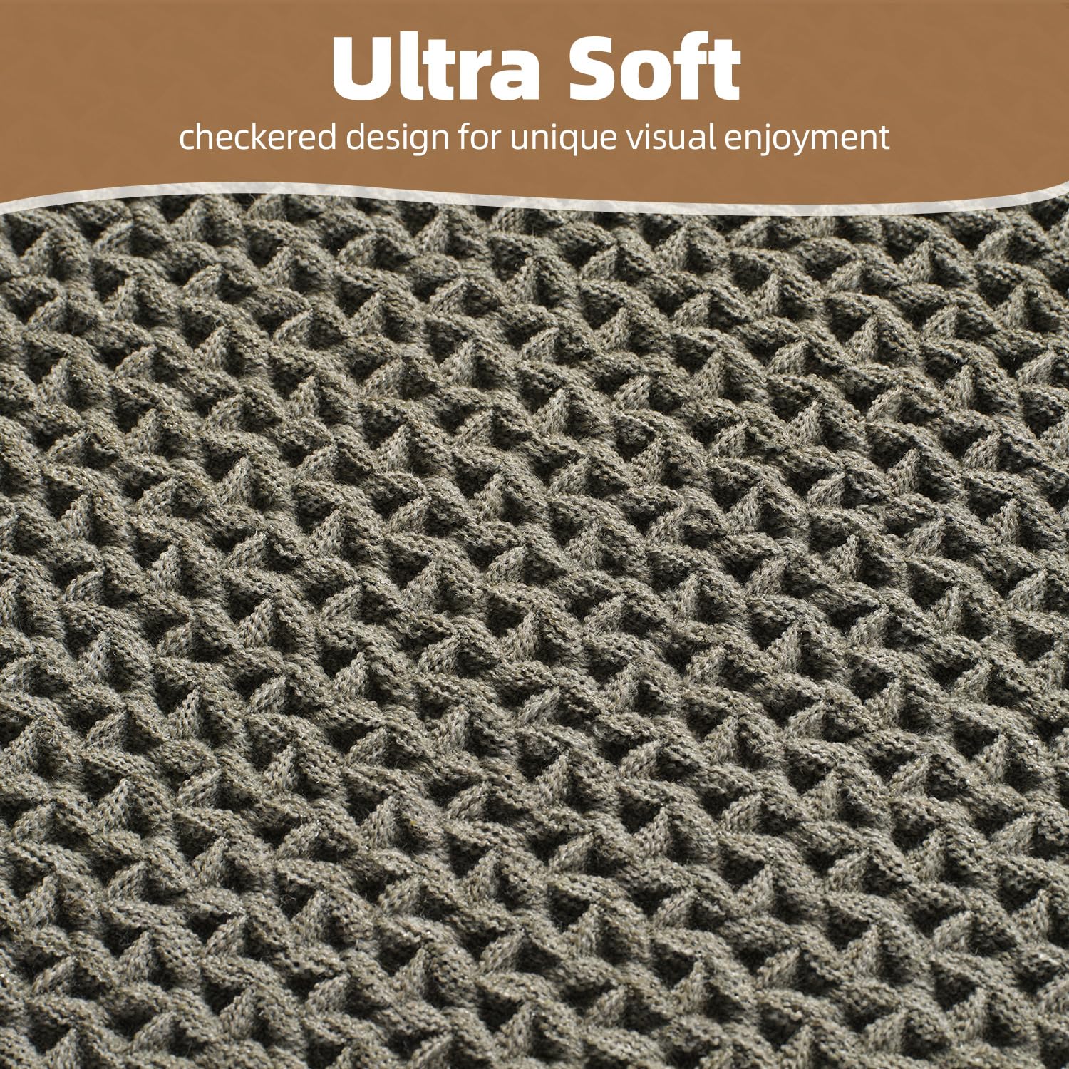 PADOOR Checkered Bath Mat, Super Absorbent Non Slip Bath Mats for Bathroom Floor 3D Two Tone Woven Bathroom Mat with Tassels Machine Washable Bathroom Rugs Beside Tub, 17" x 24", Brown & Cream