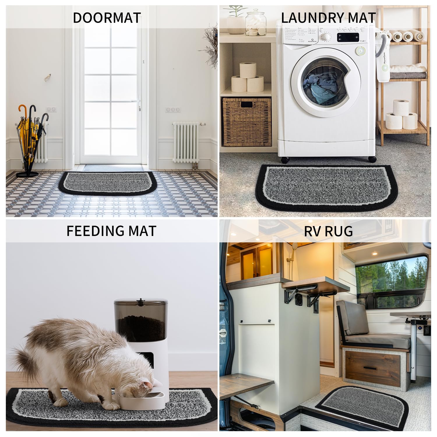 PADOOR Kitchen-Mats for Floor 100% Polypropylene Kitchen Rugs Non Slip Washable, Durable Dirt Resist Half Circle Rug TPR Backed Kitchen Floor Mat, 18"x28", Beige