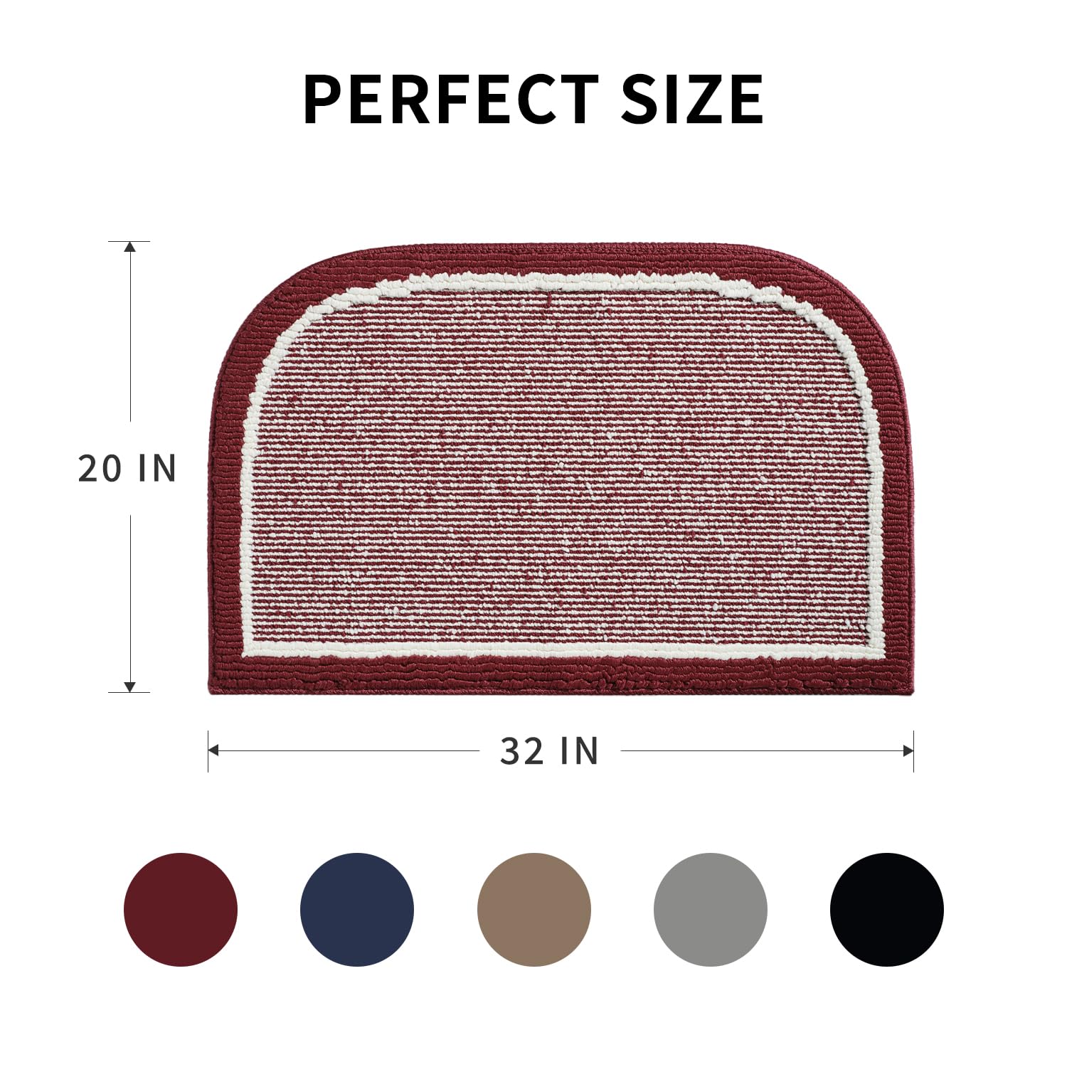 PADOOR Kitchen-Mats for Floor 100% Polypropylene Kitchen Rugs Non Slip Washable, Durable Dirt Resist Half Circle Rug TPR Backed Kitchen Floor Mat, 18"x28", Beige