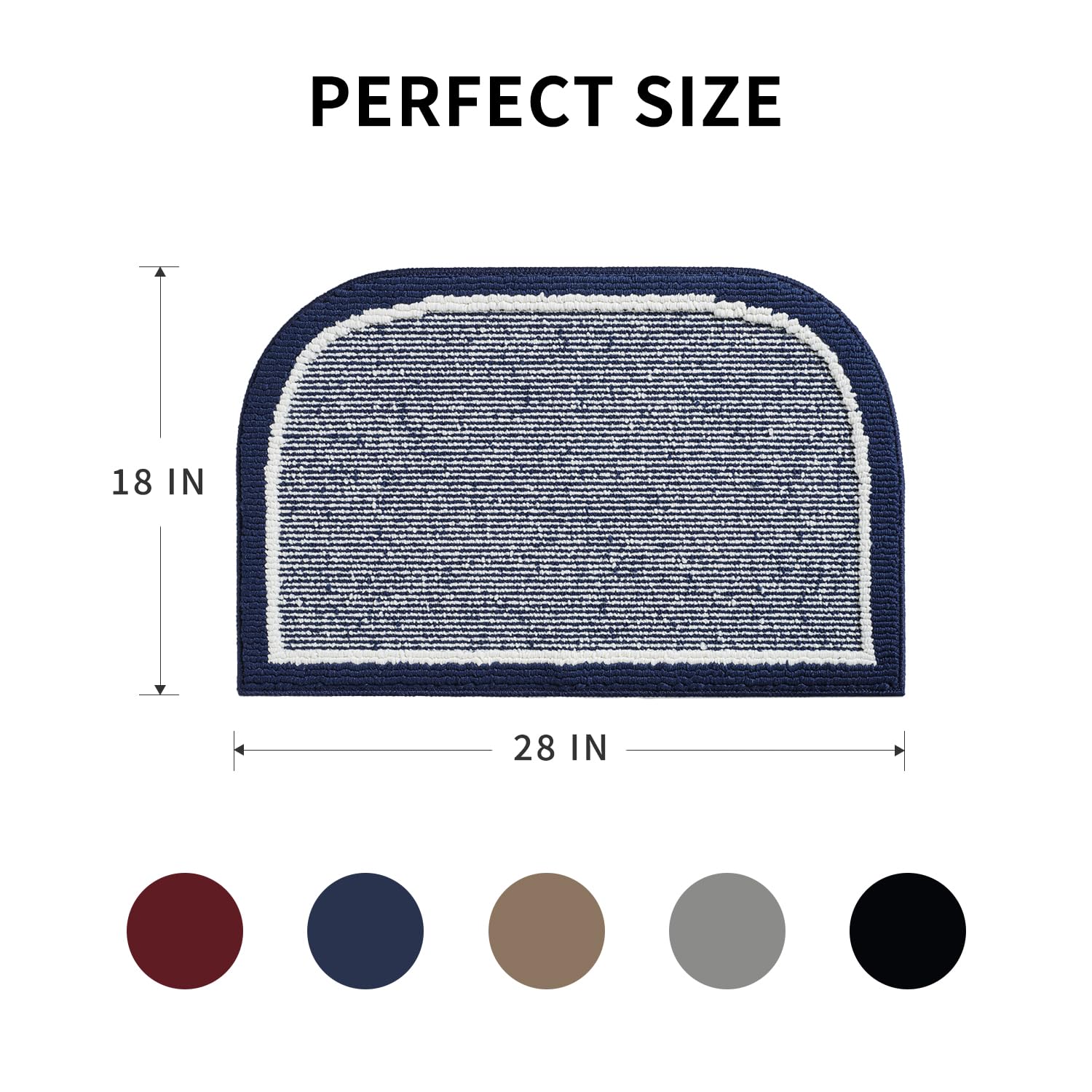 PADOOR Kitchen-Mats for Floor 100% Polypropylene Kitchen Rugs Non Slip Washable, Durable Dirt Resist Half Circle Rug TPR Backed Kitchen Floor Mat, 18"x28", Beige