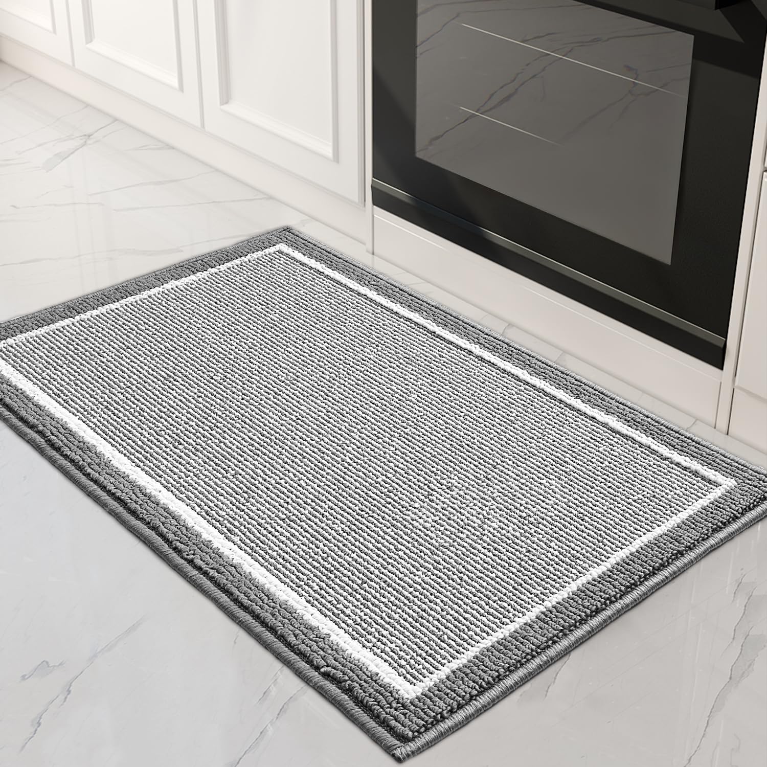 PADOOR Kitchen-Mats for Floor 100% Polypropylene Kitchen Rugs Non Slip Washable, Durable Dirt Resist TPR Backed Kitchen Floor Mat, 20"x32", Beige