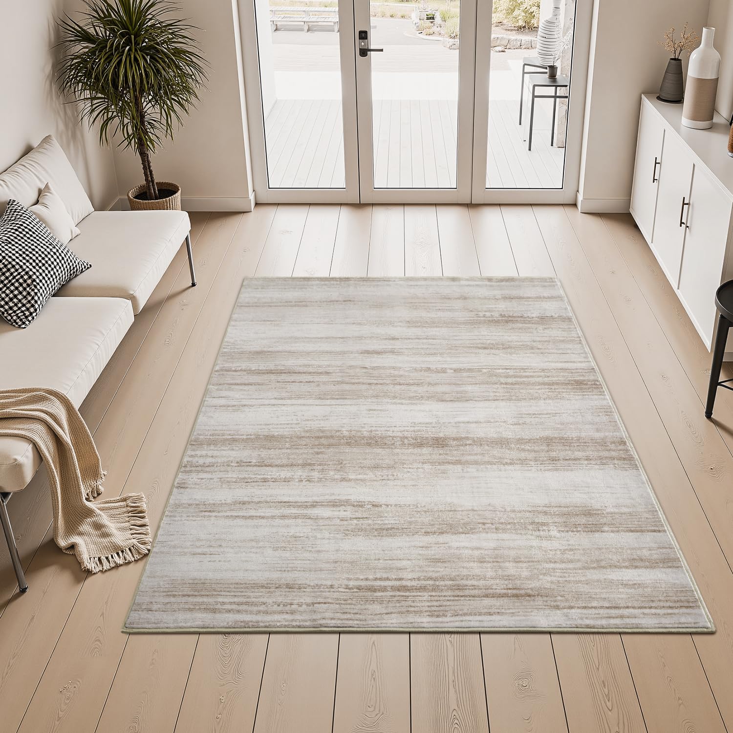 PADOOR Modern Abstract Runner Rug - 2x6 Washable Hallway Rugs, Ultra Soft Non-Slip Low Pile Floor Rugs for Hallway Entryway Kitchen Bedroom Bedside Laundry Room Grey