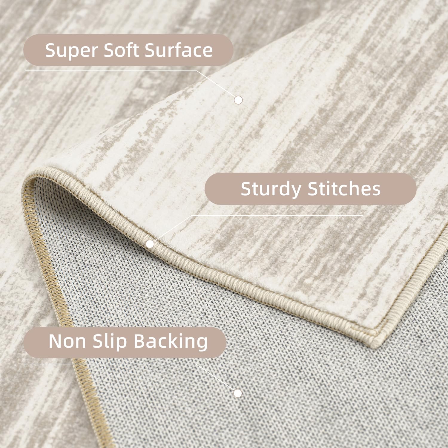 PADOOR Modern Abstract Runner Rug - 2x6 Washable Hallway Rugs, Ultra Soft Non-Slip Low Pile Floor Rugs for Hallway Entryway Kitchen Bedroom Bedside Laundry Room Grey