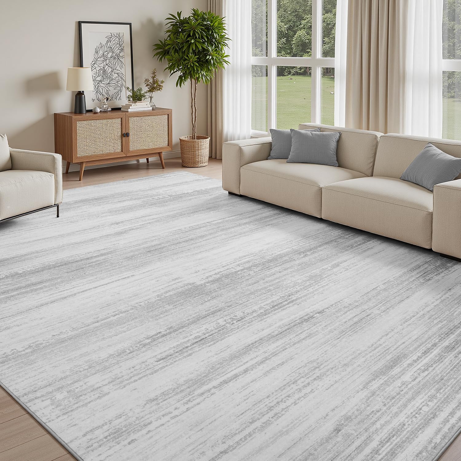 PADOOR Modern Abstract Runner Rug - 2x6 Washable Hallway Rugs, Ultra Soft Non-Slip Low Pile Floor Rugs for Hallway Entryway Kitchen Bedroom Bedside Laundry Room Grey