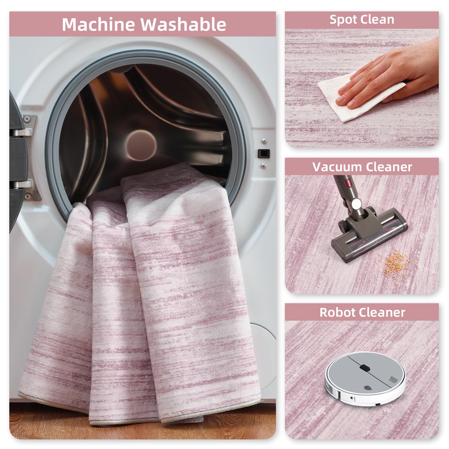 PADOOR Modern Abstract Runner Rug - 2x6 Washable Hallway Rugs, Ultra Soft Non-Slip Low Pile Floor Rugs for Hallway Entryway Kitchen Bedroom Bedside Laundry Room Grey