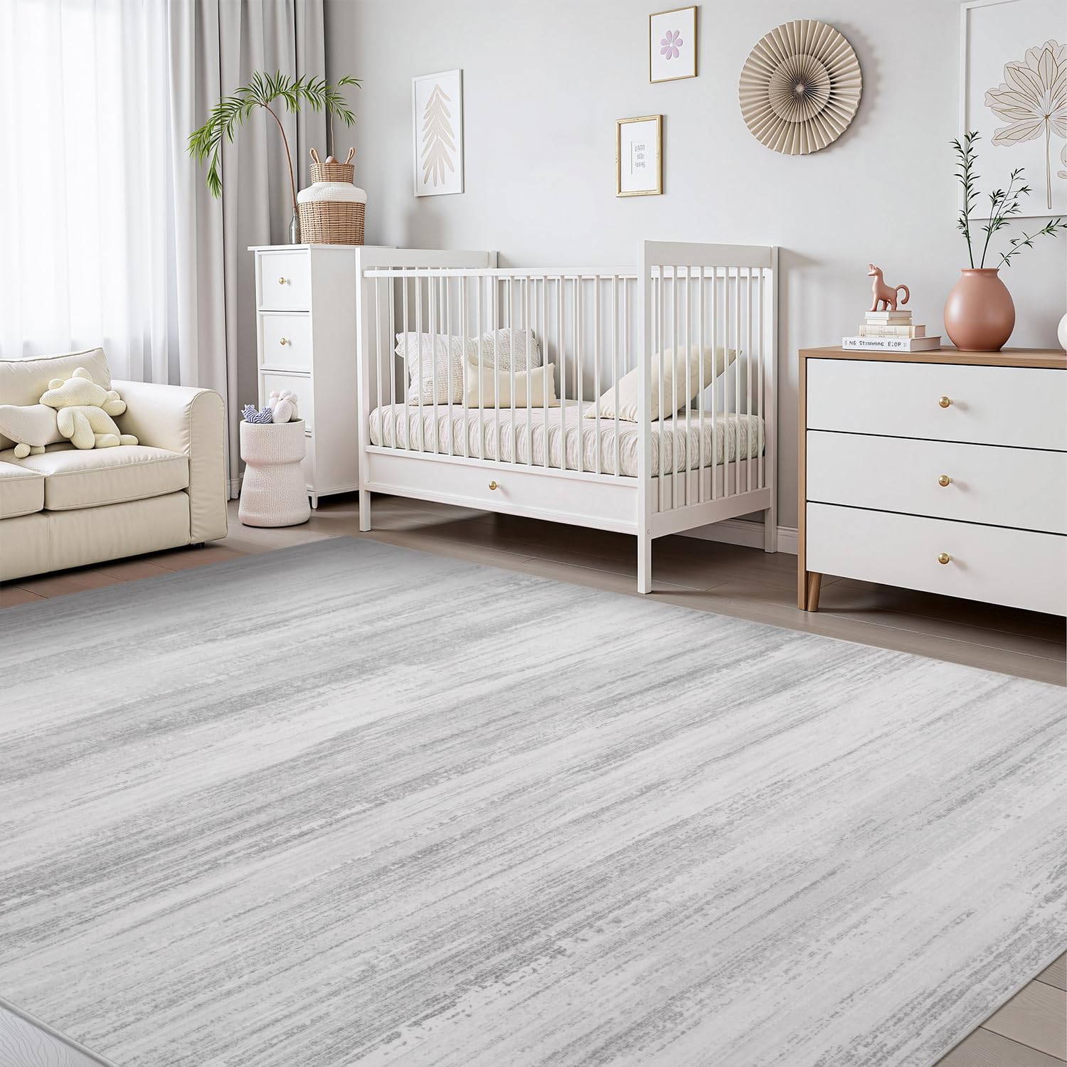 PADOOR Modern Abstract Runner Rug - 2x6 Washable Hallway Rugs, Ultra Soft Non-Slip Low Pile Floor Rugs for Hallway Entryway Kitchen Bedroom Bedside Laundry Room Grey