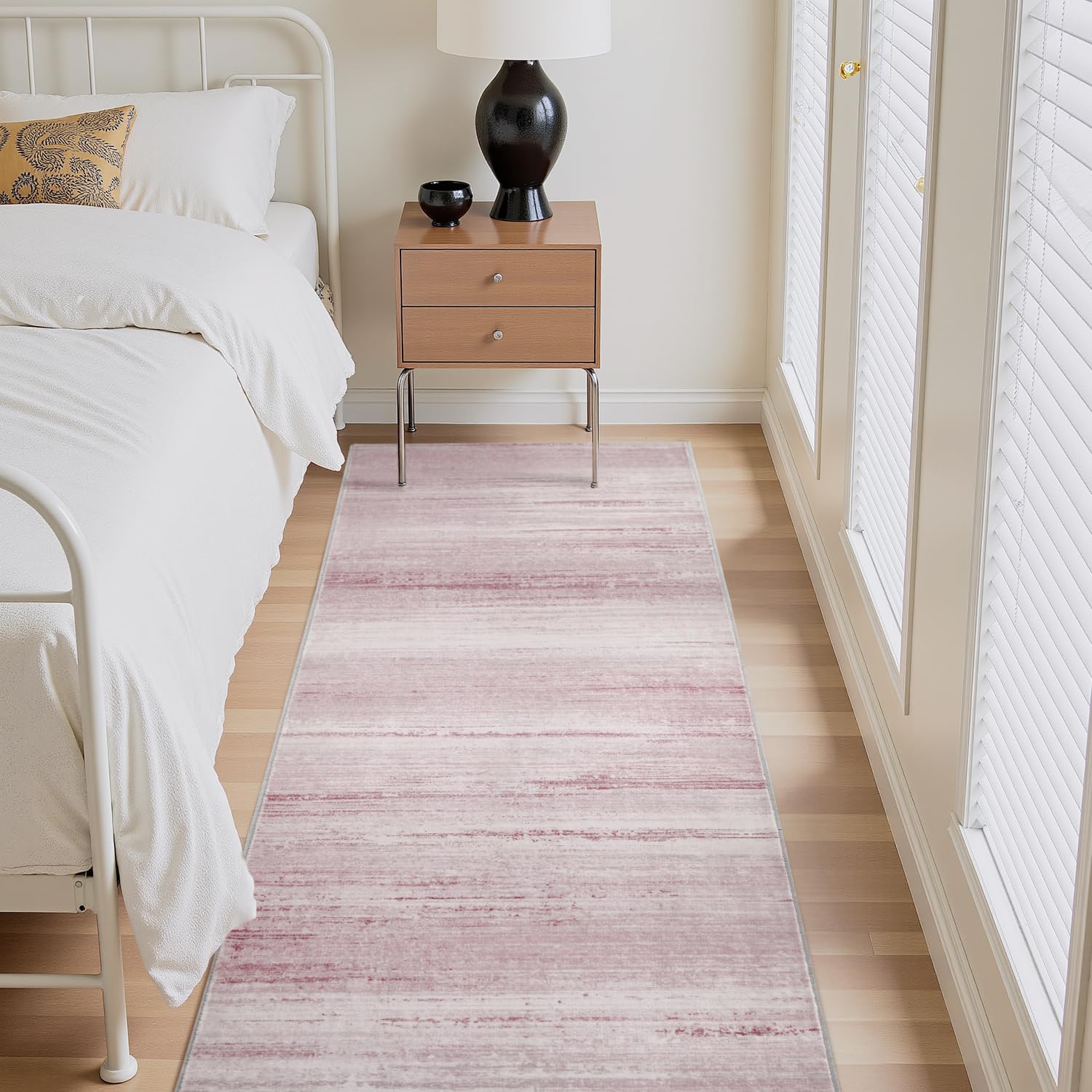 PADOOR Modern Abstract Runner Rug - 2x6 Washable Hallway Rugs, Ultra Soft Non-Slip Low Pile Floor Rugs for Hallway Entryway Kitchen Bedroom Bedside Laundry Room Grey