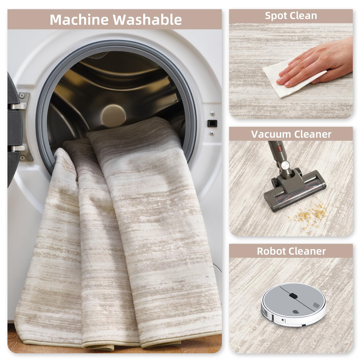 PADOOR Modern Abstract Runner Rug - 2x6 Washable Hallway Rugs, Ultra Soft Non-Slip Low Pile Floor Rugs for Hallway Entryway Kitchen Bedroom Bedside Laundry Room Grey