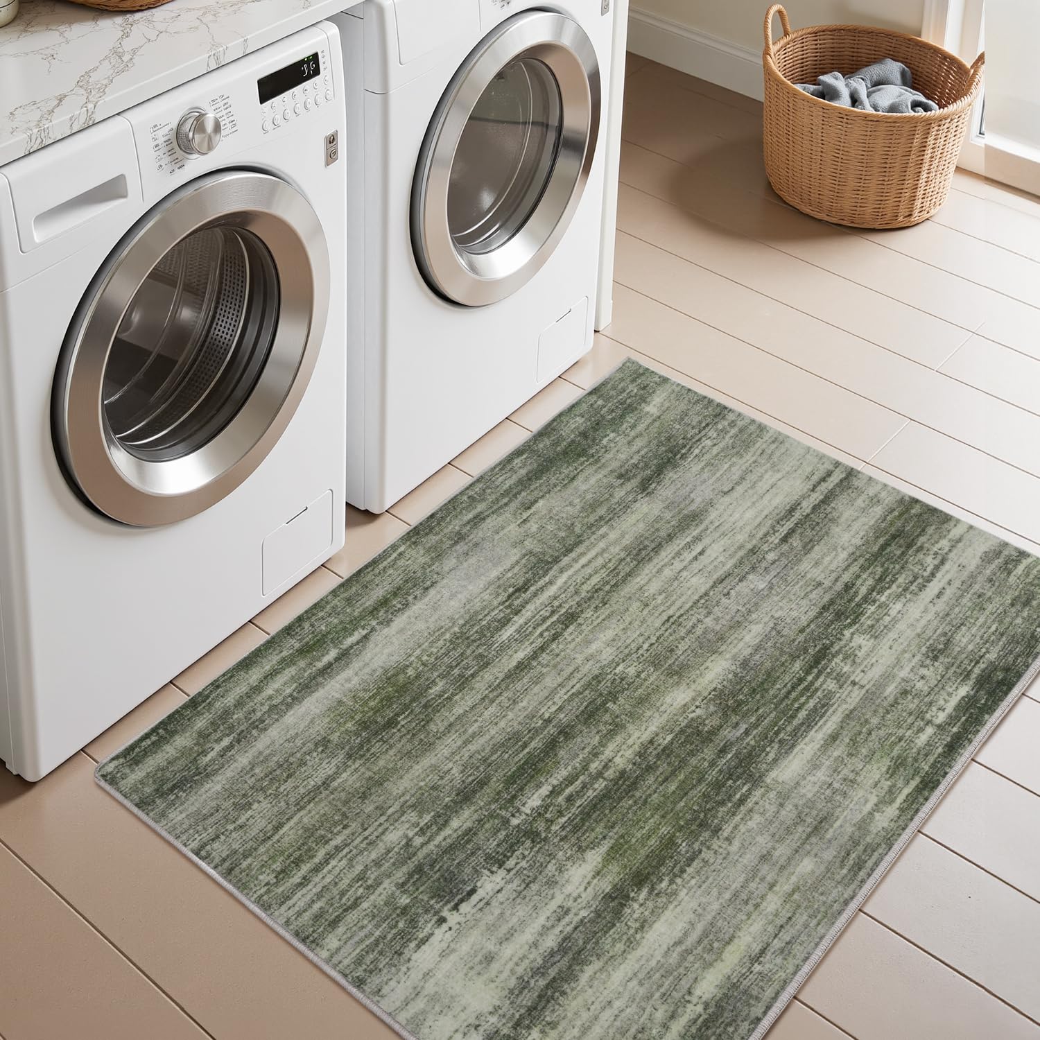 PADOOR Modern Abstract Runner Rug - 2x6 Washable Hallway Rugs, Ultra Soft Non-Slip Low Pile Floor Rugs for Hallway Entryway Kitchen Bedroom Bedside Laundry Room Grey